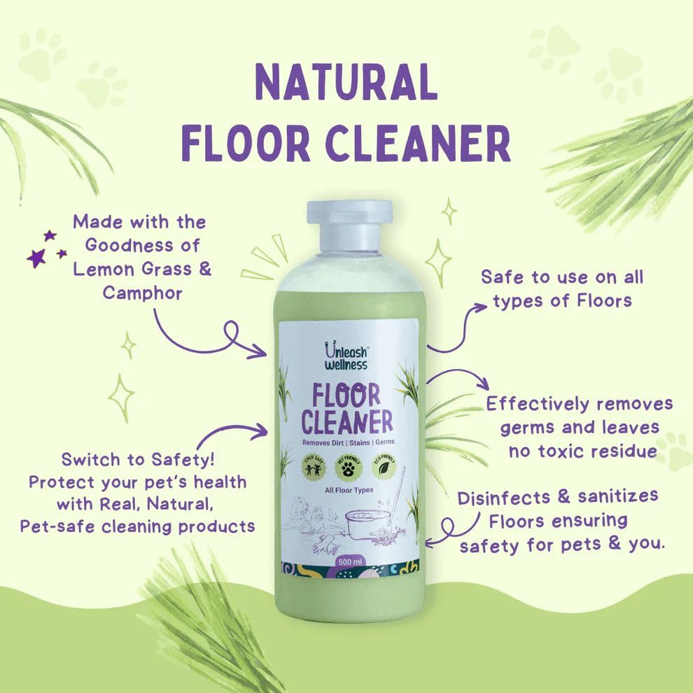 Unleash Wellness Natural Floor Cleaner | Kids & Pet-Friendly | No Chemicals & Preservatives | Suitable for All Floor Types | Natural Ingredients | 1000 ml 3