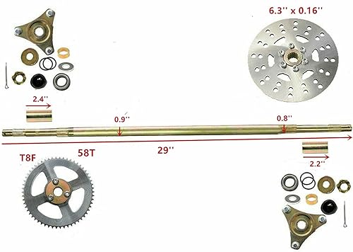 Miniatura 2 de Conjunto de eje trasero Go Kart Conjunto de eje de rueda trasera Kit completo de cubo de rueda para bricolaje Go Kart ATV Quad Buggy Mini Bike (eje
