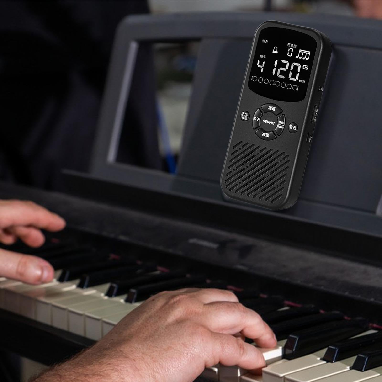 Metrónomo Electrónico para Piano Digital, Volumen Ajustable, Múltiples Efectos de Sonido, Pantalla, Portátil, Adecuado para Músicos Profesionales, Negro