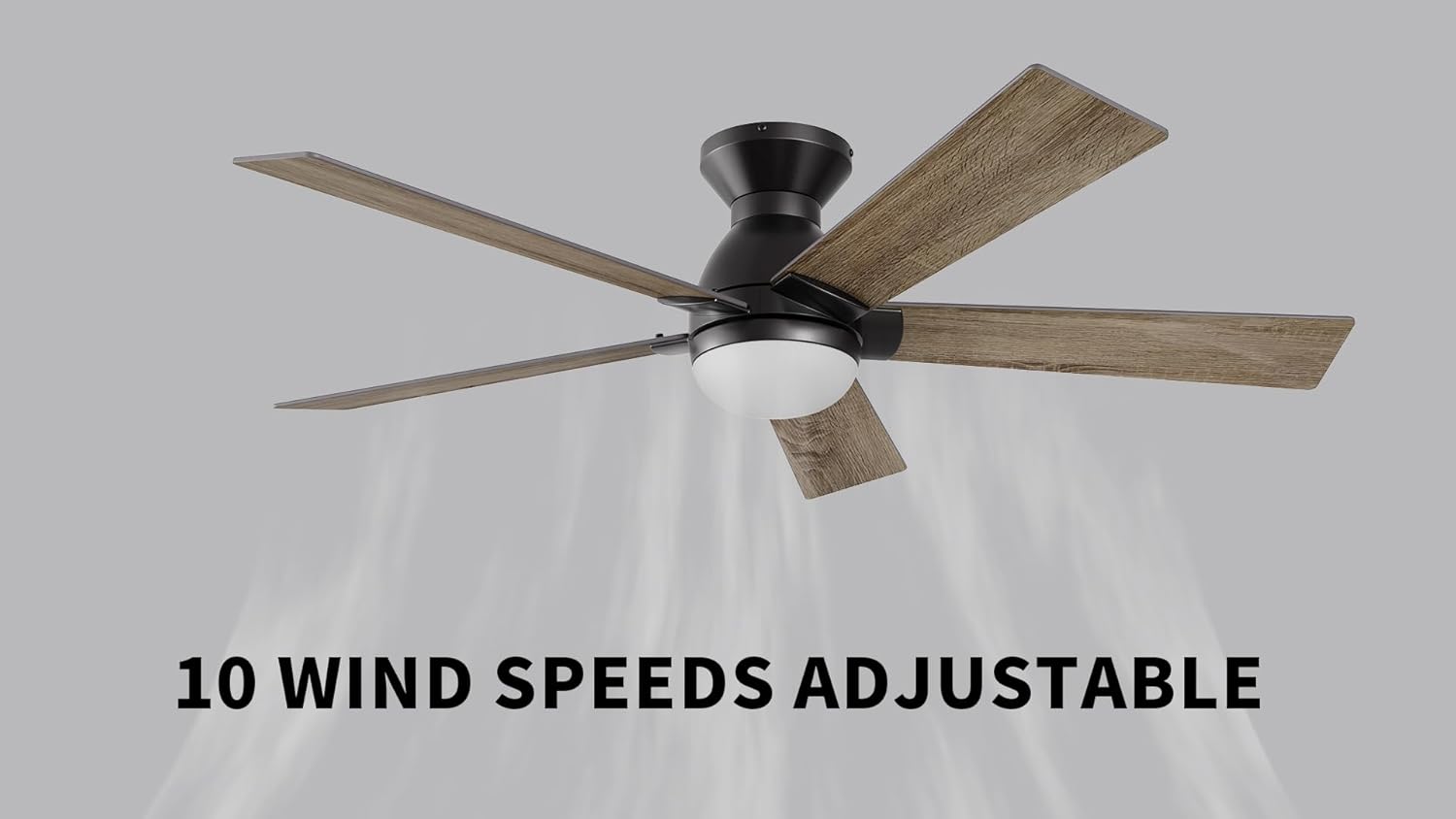 SMAAIR 52 Inch DC Ceiling Fans with Lights and Remote Control, Modern Ceiling Fan Works with APP/Alexa/Google Assistant/Siri, 5 Reversible Plywood Blades, 10 Speed DC Motor,Walnut