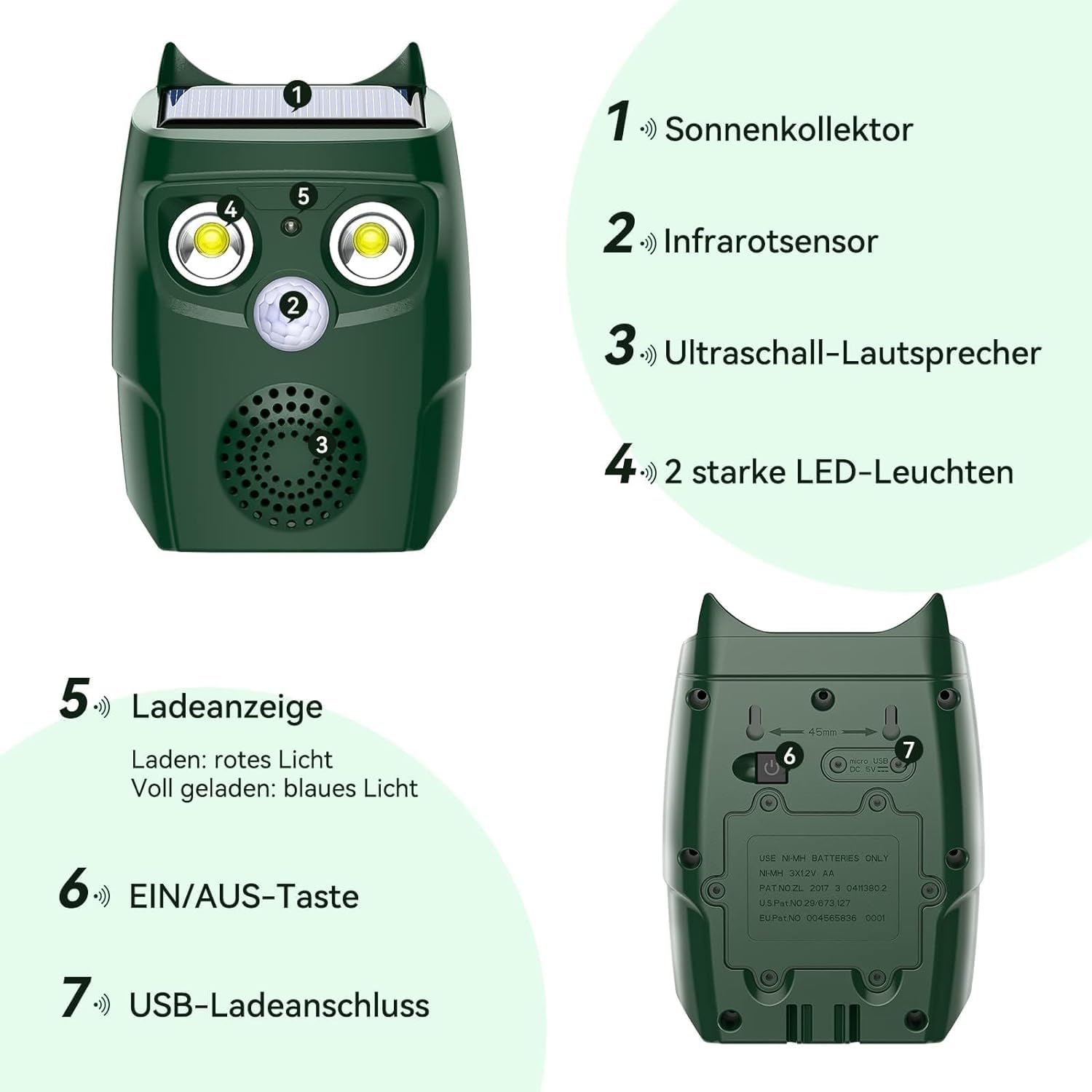 Solar-Katzenschreck Mit Bewegungsmelder & Ultraschall – Vertreibt Katzen, Hunde & Co. Wetterfest Aus Dem Garten