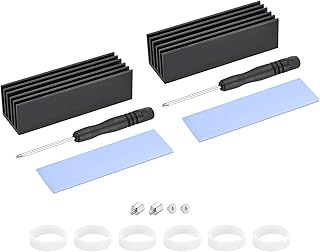 MECCANIXITY 2 Pack M.2 SSD Heatsink Cooler Alloy Aluminum Heat Sink with Mounting Screws Screwdriver Kit,1mm Thermal Pad, for Laptop, 70 * 22 * 20mm, Black