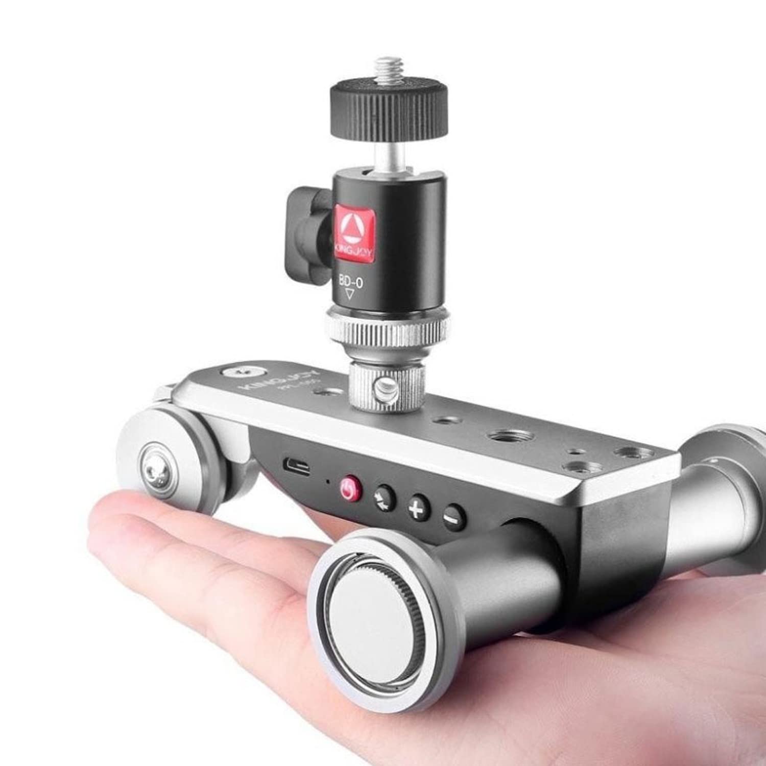 HYQNG Camera Slider Video Auto Dolly, 3-Wheels Time Lapse Electric Motorized Dolly Car with 5 Levels Adjustable Speed, For Camera Phone Camcorder(silver)