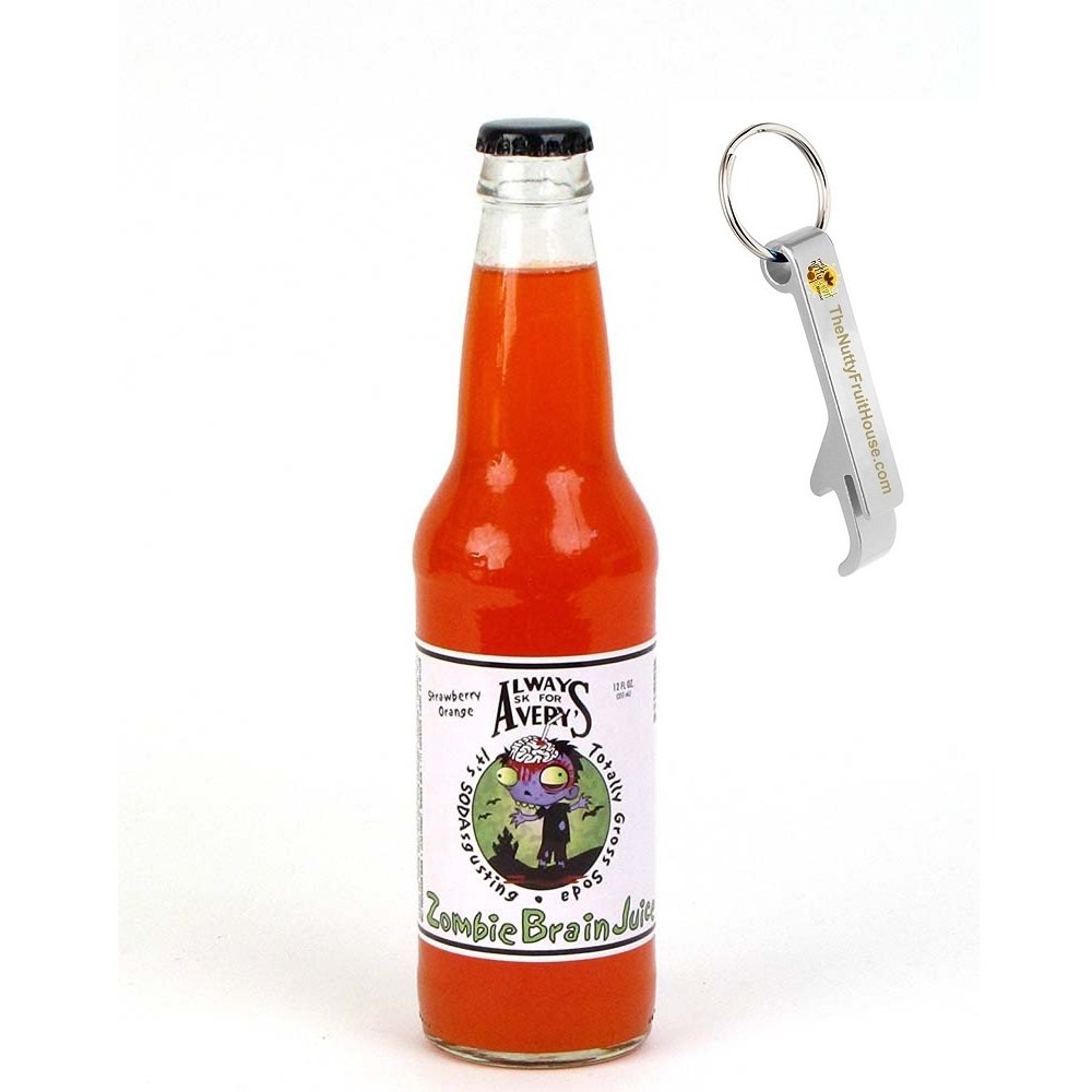 Zombie Brains Soda Pop 12-Ounce Bottle 1 Count (With Exclusive Stainless Steel Bottle Opener)