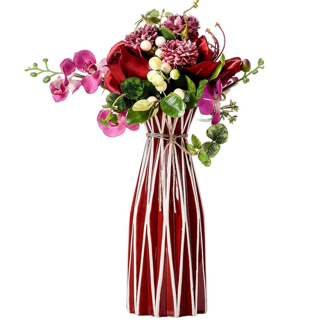XDLEDMKIZ Artificial Flower in Pot Modern Creative Artificial Flowers Arrangement with Irregular Vase for Wedding Party Home Centerpiece Decor Table Centerpieceent Inter