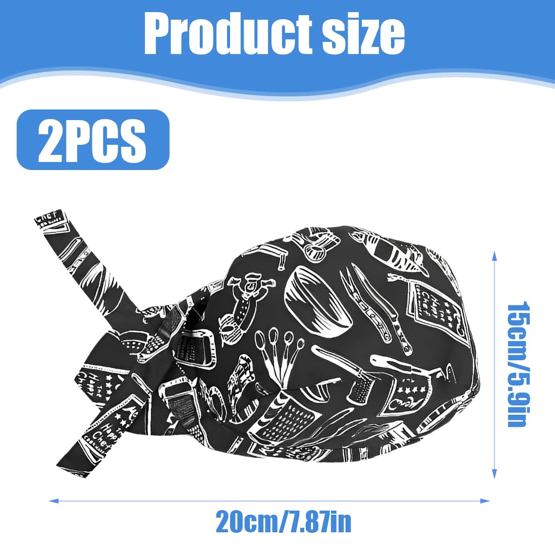 WeddHuis 2 szt. Regulowana czapka kuchenna unisex, oddychająca bandana do kuchni, restauracji, BBQ i kostiumu na imprezę