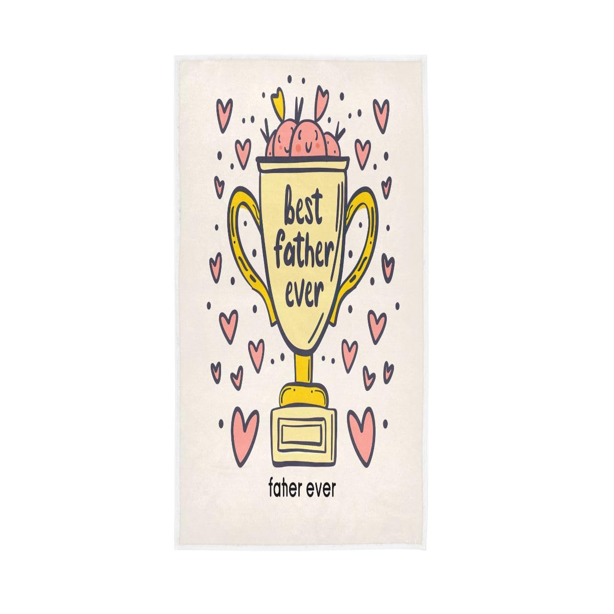 HUYGD Best Father Ever Hand Towels, 15 x 30 Inches, Soft Highly Absorbent Towels for Bathroom Gym Hotel