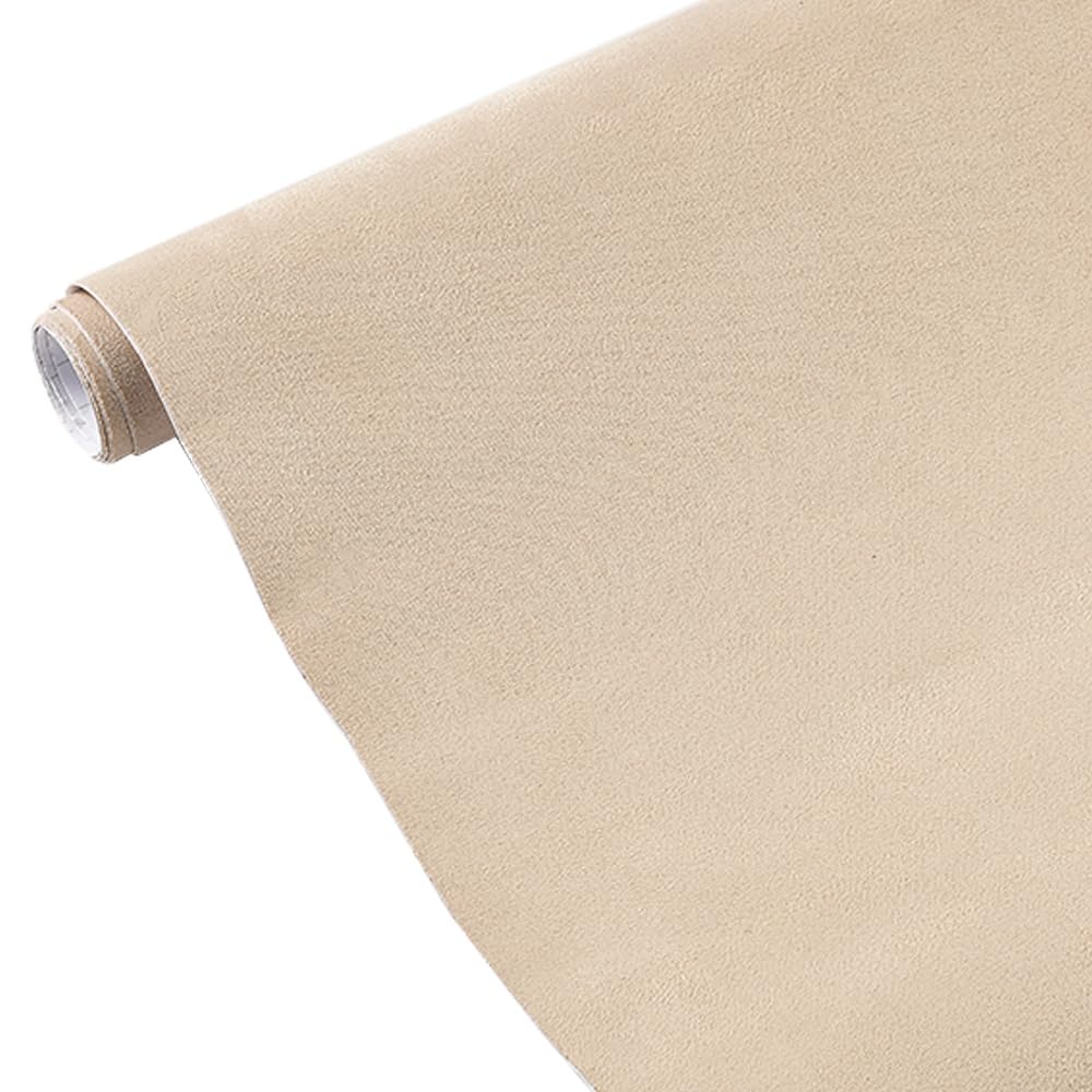 Blueshyhall Film pour voiture, tissu microfibre aspect daim film pour voiture, film tissu microfibre autocollant avec canaux d'air, film pour voiture intérieur tissu daim velours (beige, 75 x 152 cm)