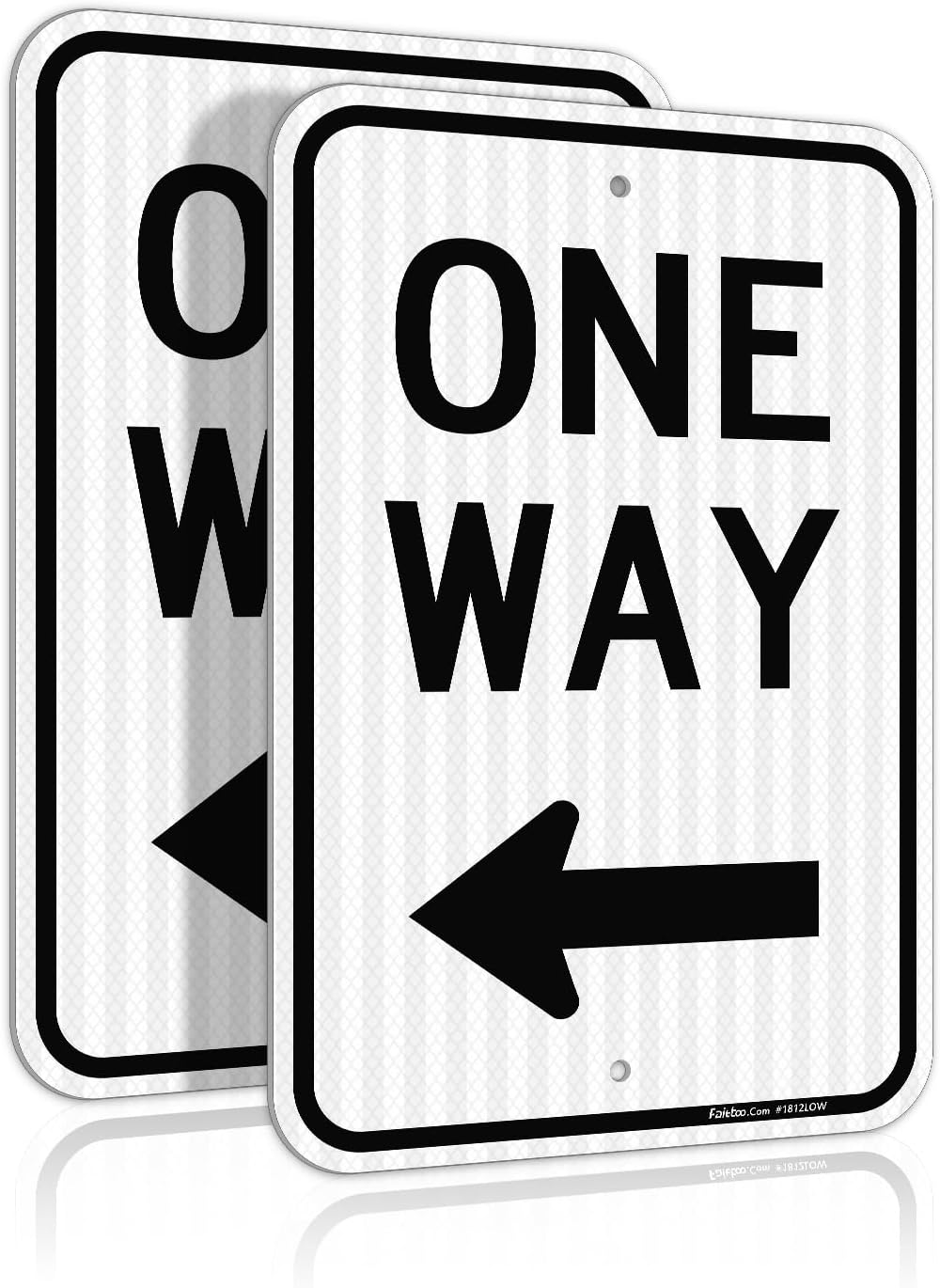 Faittoo One Way Sign with Left Arrow, (2 Pack) 18x12 Inches Engineer Grade Reflective Rust Free Aluminum, Weather/Fade Resistant, UV Protected, Easy to Mount, Indoor/Outdoor Use
