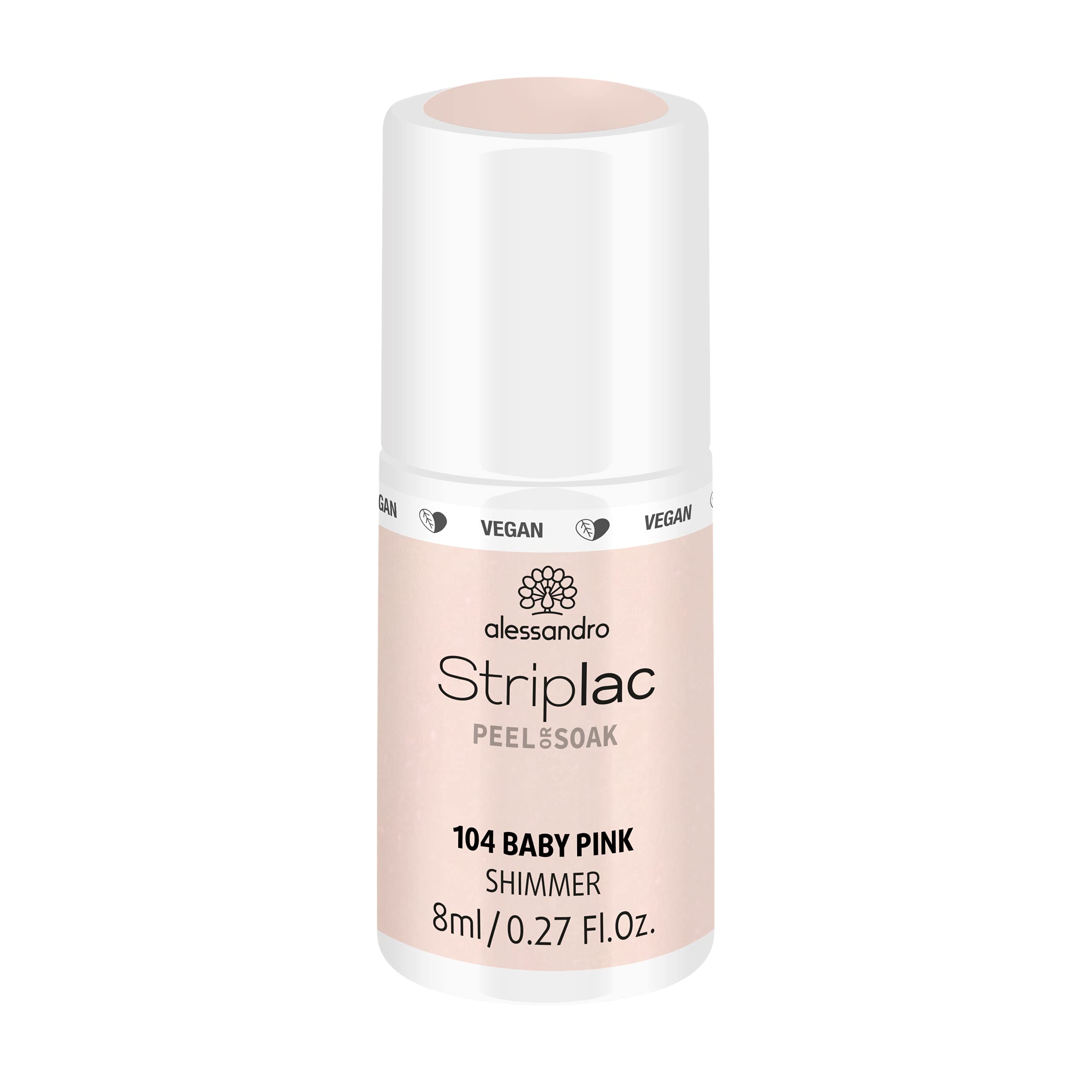 alessandro Striplac UV-Nagellack Baby Pink – Schonend und langanhaltend – Einfache Entfernung dank Peel-Off-Technologie – Vegan und tierversuchsfrei – 8 ml