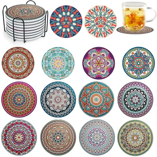 14 Stück Untersetzer Kork, Kork Untersetzer, Tassenuntersetzer, Korkuntersetzer Rund für Gläser und Tassen, Schützen Sie Ihre Möbel vor Flecken,...