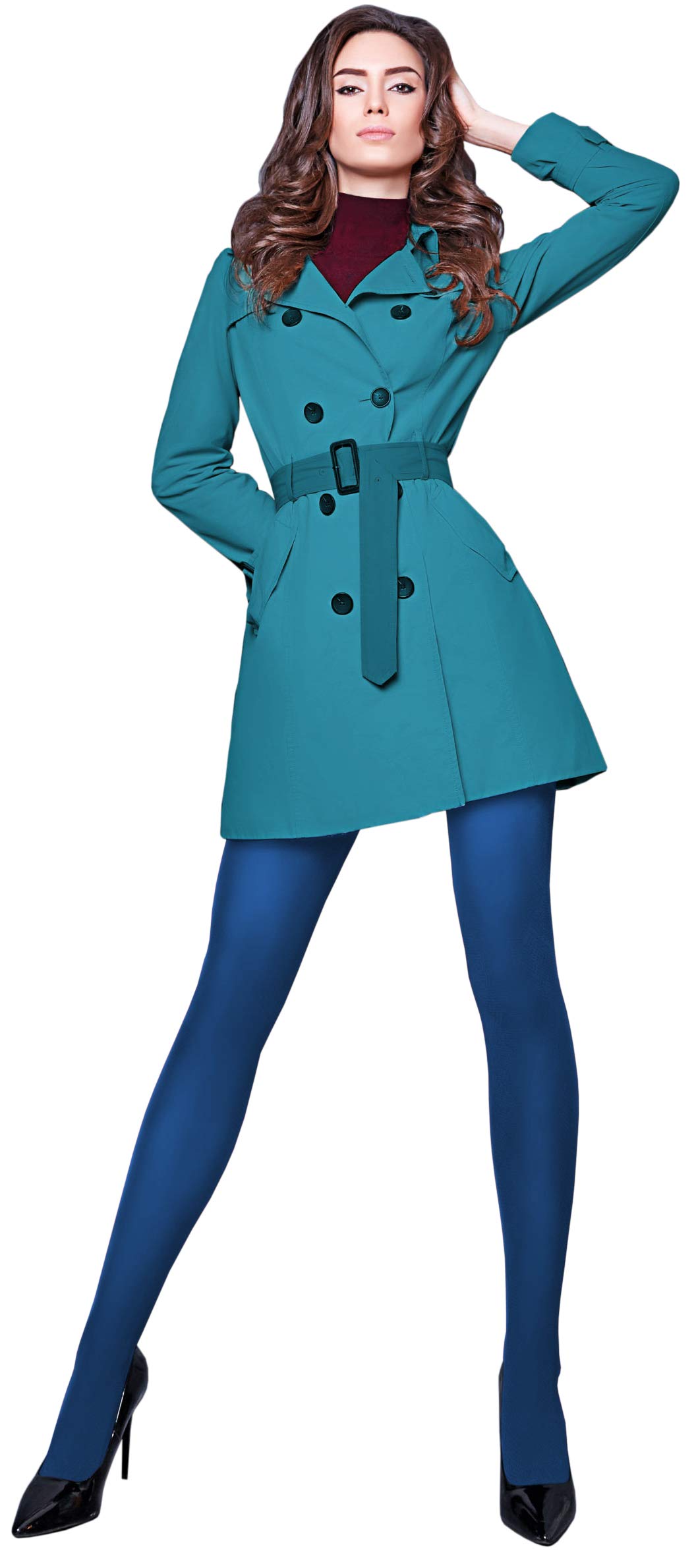 Giulia Women's Deep Blue 40 Denier Fine Microfibre Tights Multi-Coloured - Blue - 8