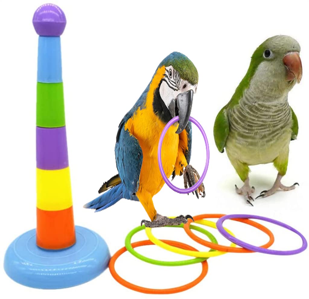 ELECDON Parrot Educational Toys, Bird Training Toys Bird Ring Toy Intelligence Training Rings Toy for Small Medium Parakeet Cockatiel Conure Lovebird Finch Canary Budgie Random Color