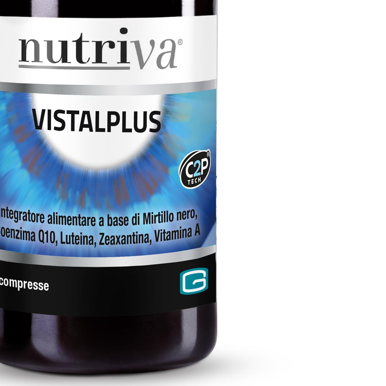 NUTRIVA Vistal Plus è un integratore Alimentare Benessere Vista, Occhi Stanchi e Affaticati, Nutriva Vistalplus, Mirtillo Nero, Q10 e Vitamina A, 30 Compresse, Vegan