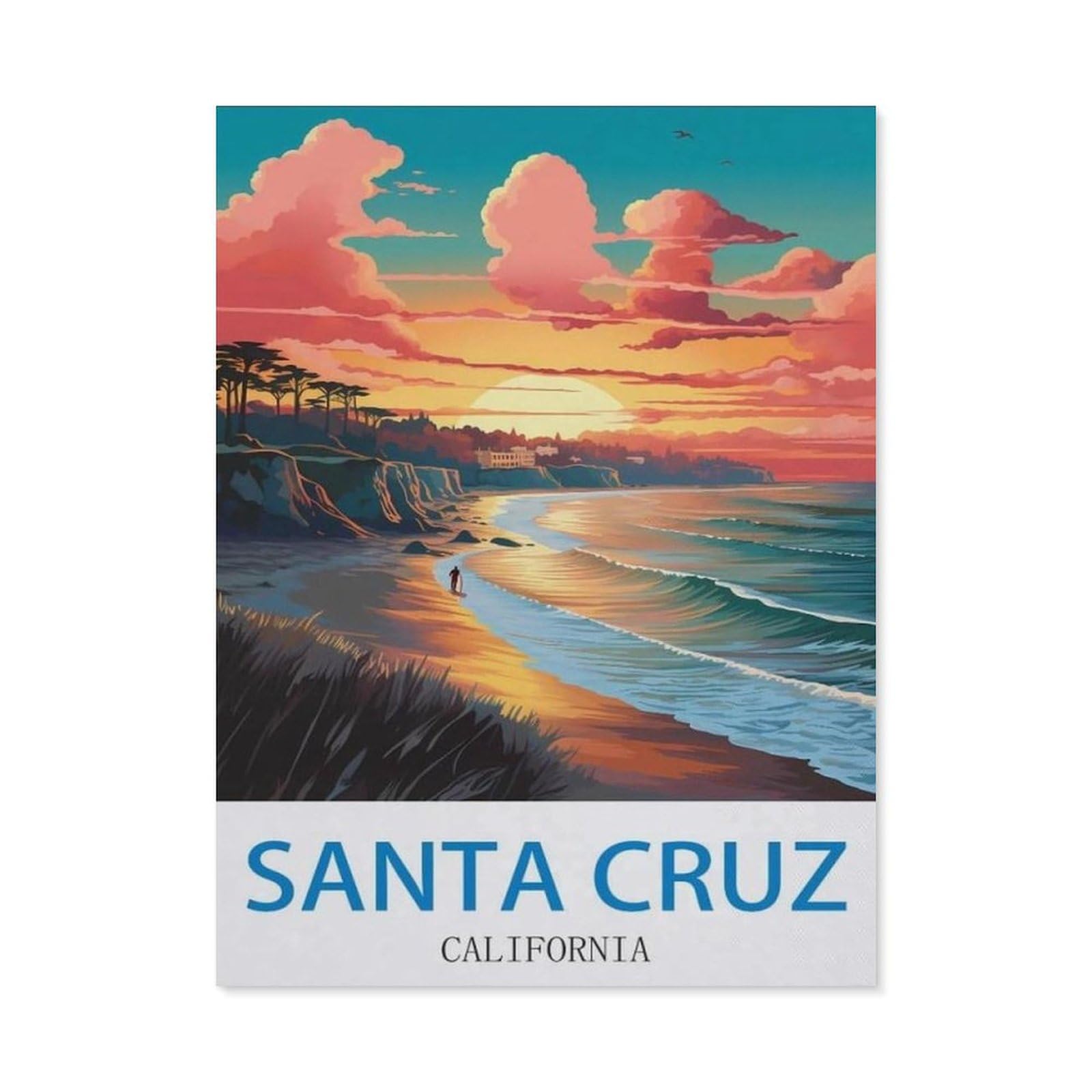 BEAYODKP Diamond Painting Kits ，Santa Cruz California ， Surf（40 x 50 cm）