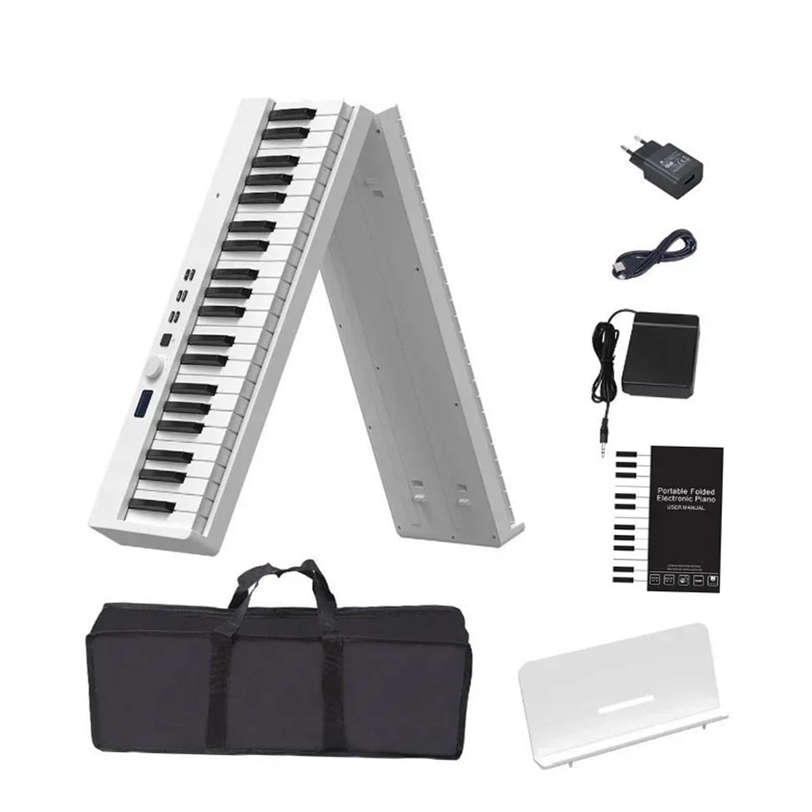 Tastiera Elettronica Professionale Pianoforte Pieghevole 88 Tasti Pianoforte Elettronico Per Adulti Principianti Controller MIDI Tastiera Musicale Professionale Portatile(White,EU)