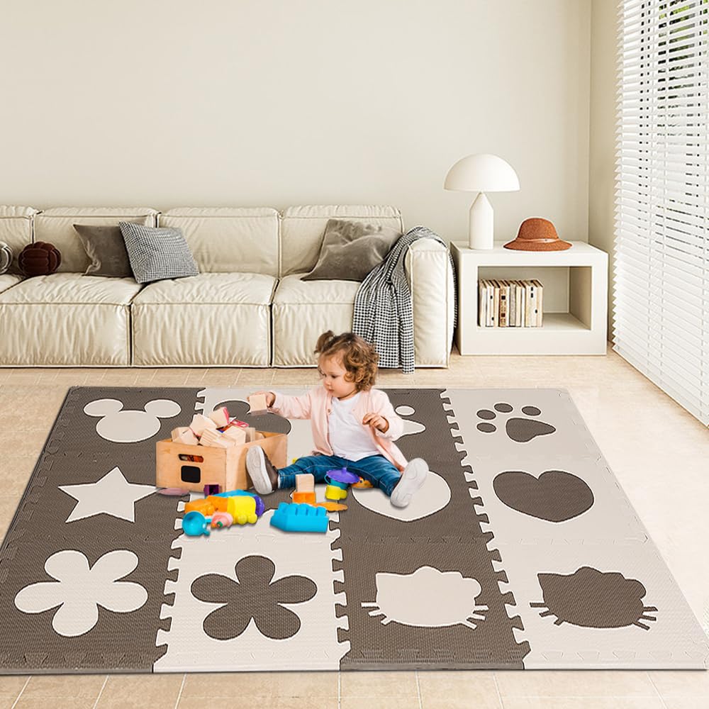 Tapis de Protection Fitness Puzzle -Tapis de Sol, Épais 12mm, Antidérapant, Mousse EVA, Matelas pour Salle de Sport, Exercice, Garage, Gym, Piscine