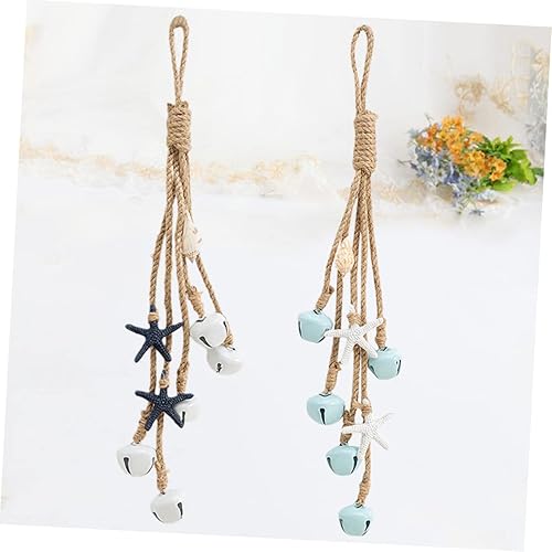 Miniatura 9 de VOSAREA 2 piezas de ornamento colgante de océano rústico colgante de pared campana mediterránea arte de pared colgante decoración de playa colgante