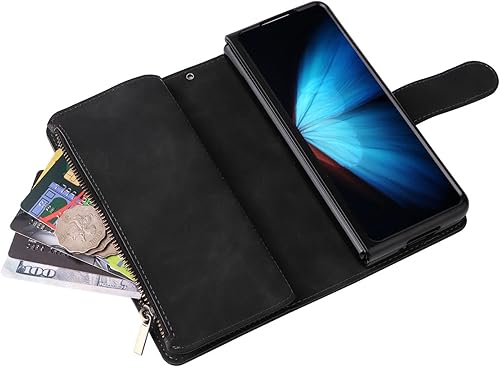 Miniatura 6 de LBYZCASE Funda para Galaxy Z Fold 4 5G (2022) con ranuras para tarjetas, función atril con cierre magnético, cierre magnético, correa de muñeca para