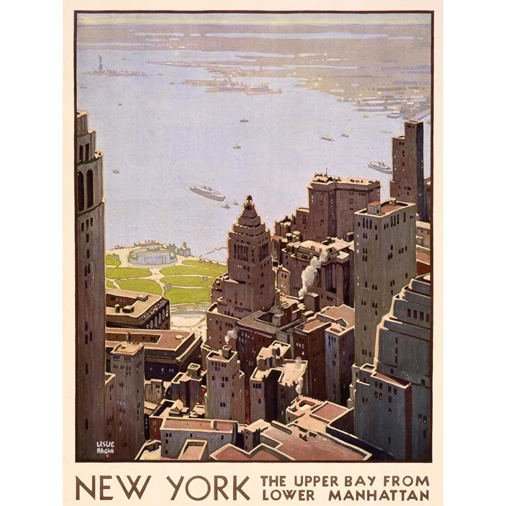 Wee Blue Coo Travel Tourism New York Manhattan City Harbour Art Print Poster Wall Decor 12X16 Inch