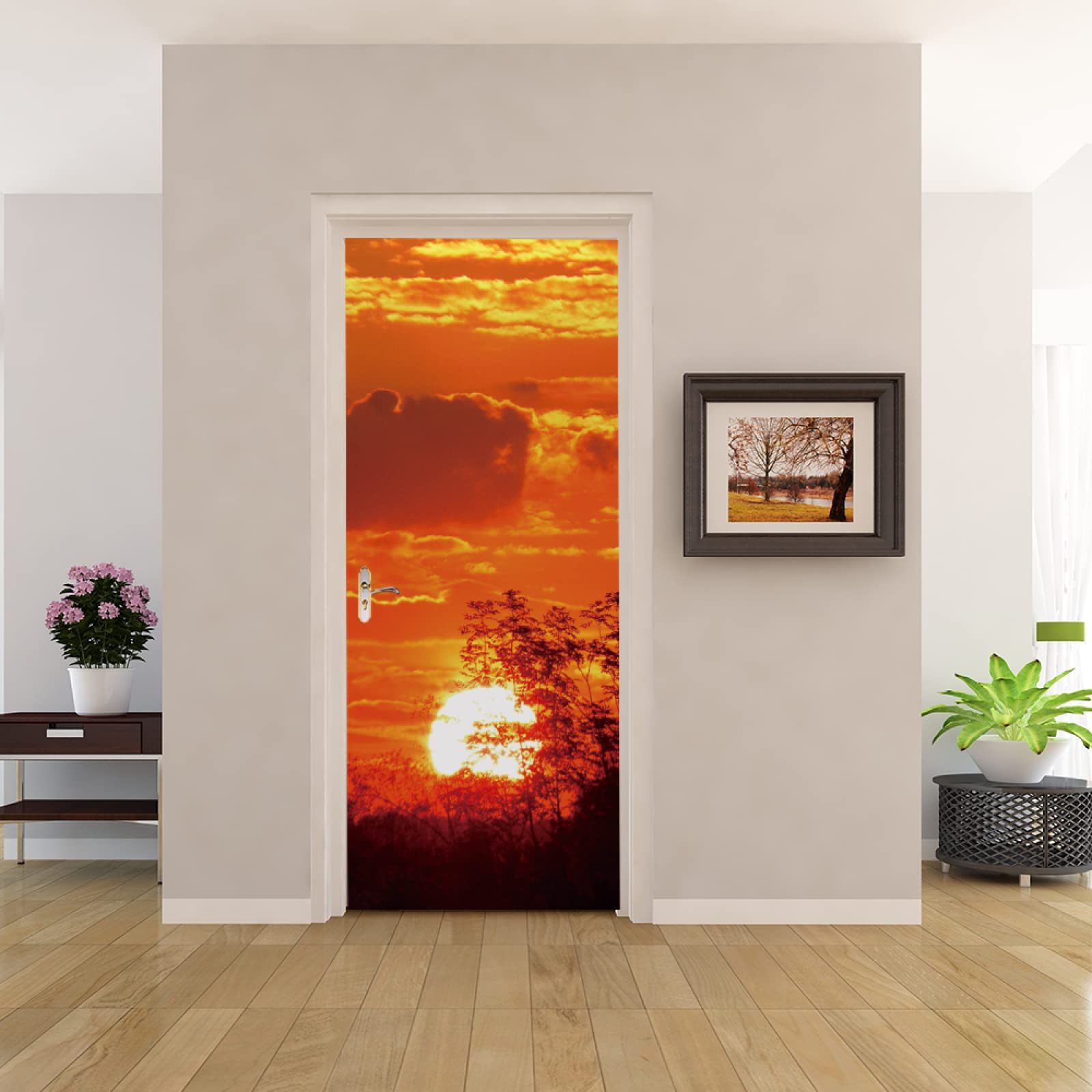 TüRaufkleber TüRtapete Fototapete TüRfolie Selbstklebend 3d Motiv FüR TüRen TüR Bekleben Folie Braune Sonne 77 X 200cm(30,31 X 78,7 Zoll)