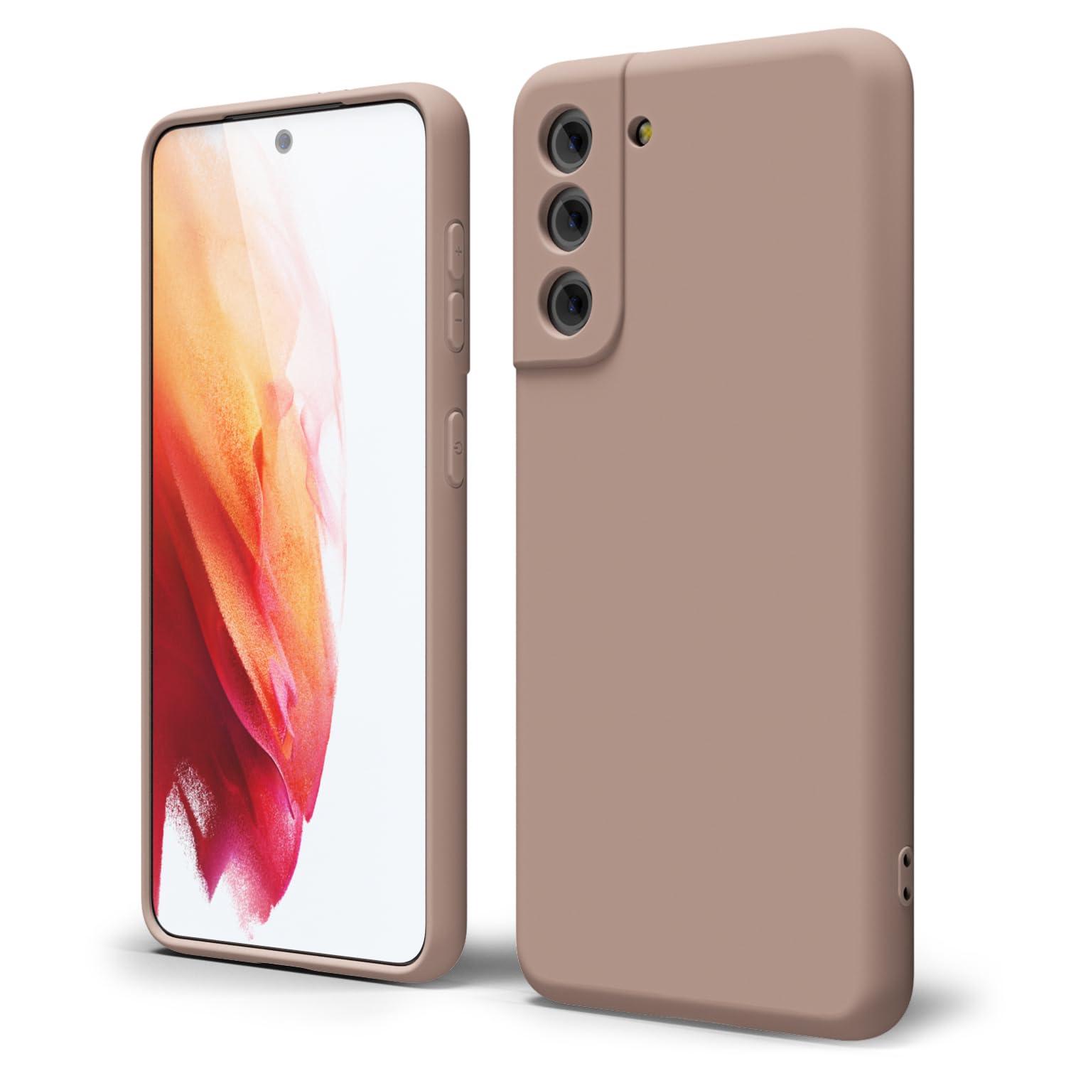 oakxco for Samsung Galaxy S21 Plus Phone Case Liquid Silicone, Cute Thin Slim Soft Rubber TPU Smooth Gel Cover for Women Girl Aesthetic Design, Matte Solid Protective & Shockproof, Nude Light Brown