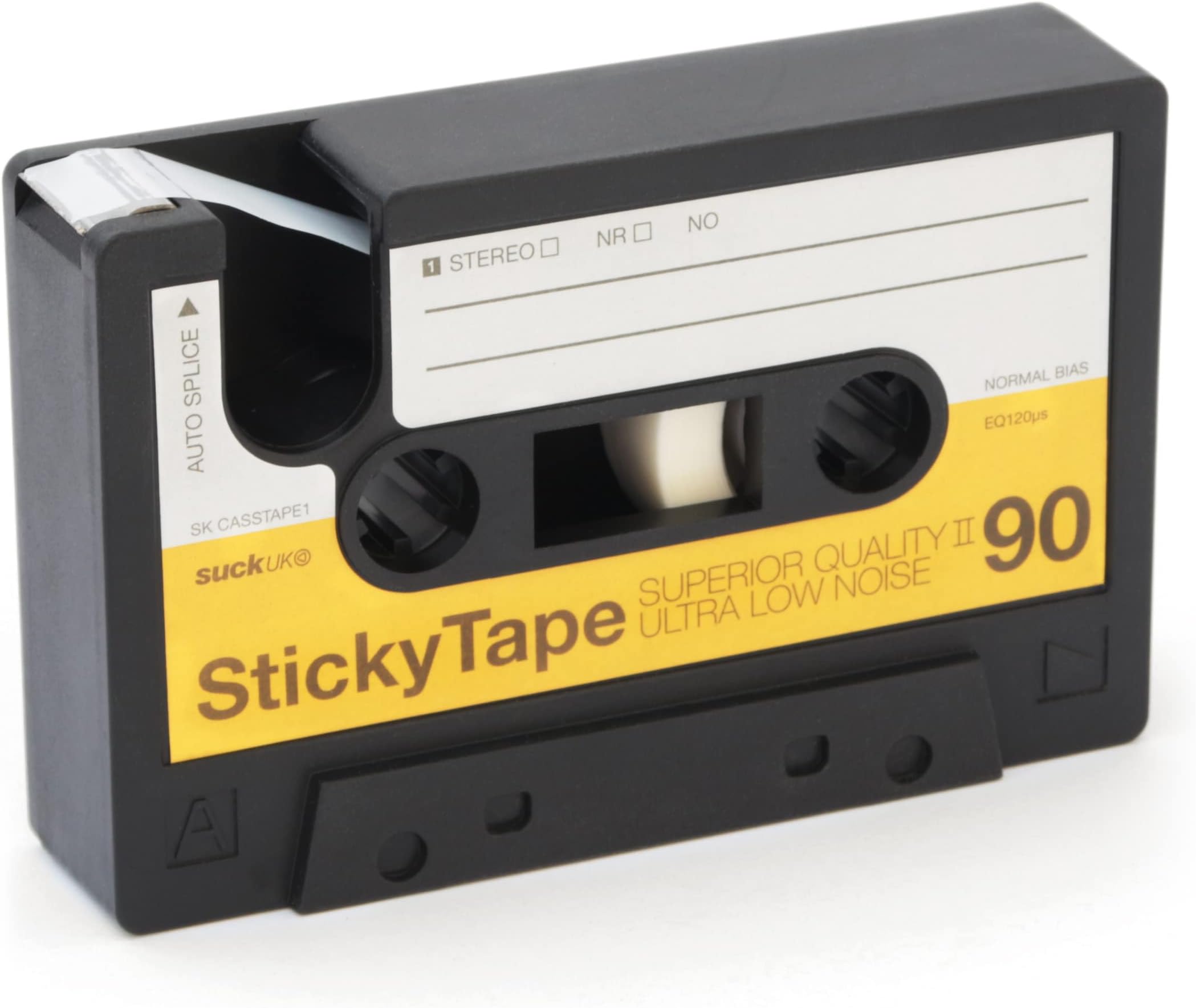 Suck UK Tape Dispenser | Retro Cassette Tape Dispenser Desk | Retro Desk Accessories | Novelty Office Accessories | Sticky Holder | Double Sided Organiser | Old School Stationery Gift | Refillable