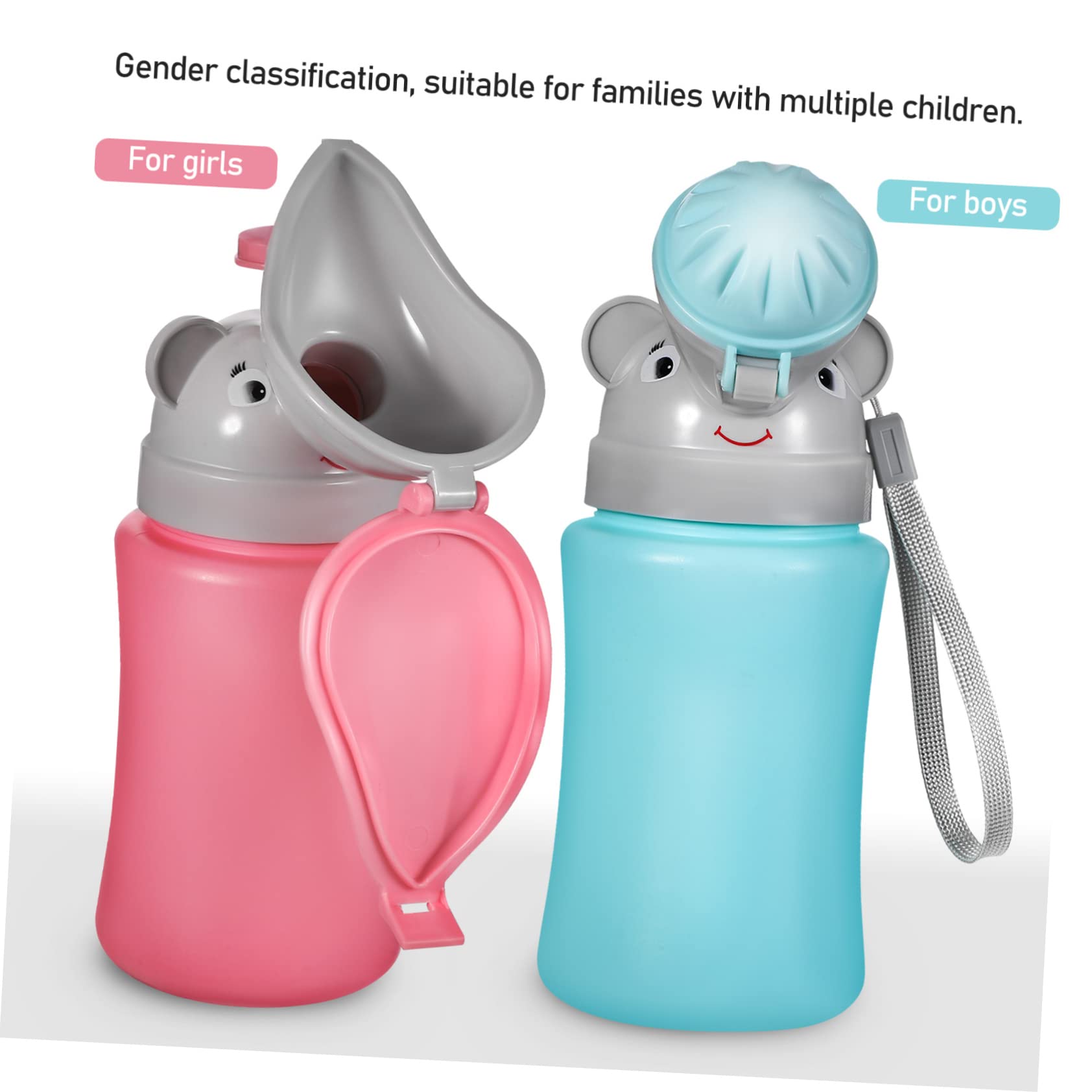 KOMBIUDA 2 Pack Portable Toddler Urinal for Boys Girls Travel Potty Emergency Camping Car Toilet Fun Cartoon Design