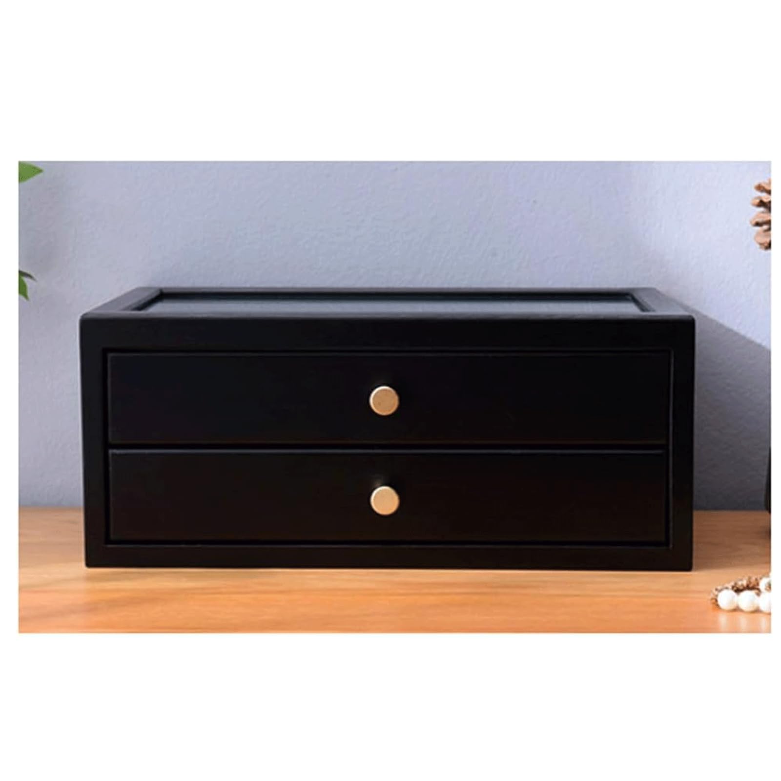 XBTGS Joyero de madera de lujo con 2 capas, organizador de joyas de gran capacidad, caja organizadora de joyas, aretes, anillos, caja de almacenamiento de joyas,