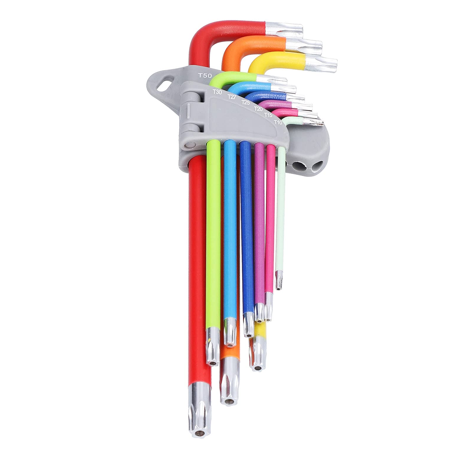 Juego de 9 llaves hexagonales de colores con llave hexagonal de estrella, juego de llaves Allen hexagonales de cabeza duradera precisa y resistente, con extremo de bola de brazo largo