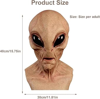 Alien Face Masque Realistic Scary Latex Full Head Headgear Party Prop | Alien Full Face Masque for Stage Party Festival Prank Cosplay Photography Adult Men