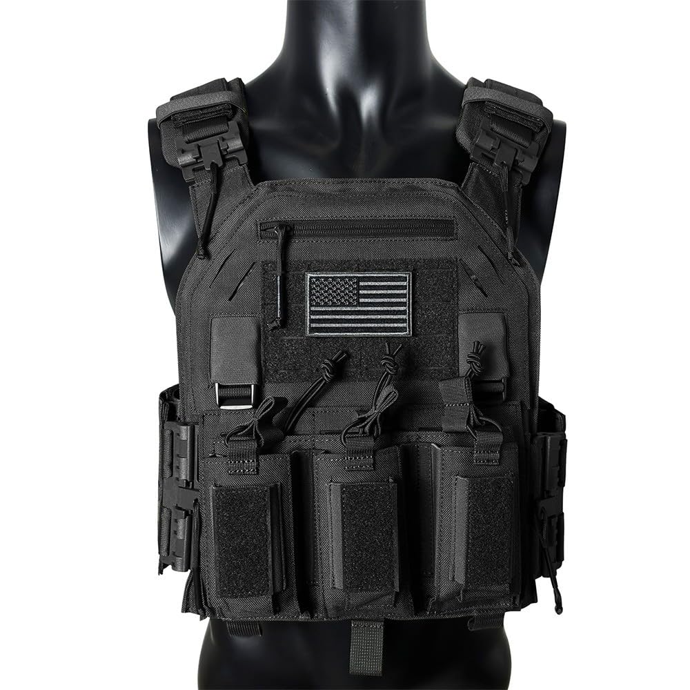 Chaleco MOLLE Ajustable,Chaleco Portaequipaje Ligero Nylon con Múltiples Bolsillos Chaleco Transpirable para Senderismo Camping Entrenamiento Y Actividades Al Aire Libre