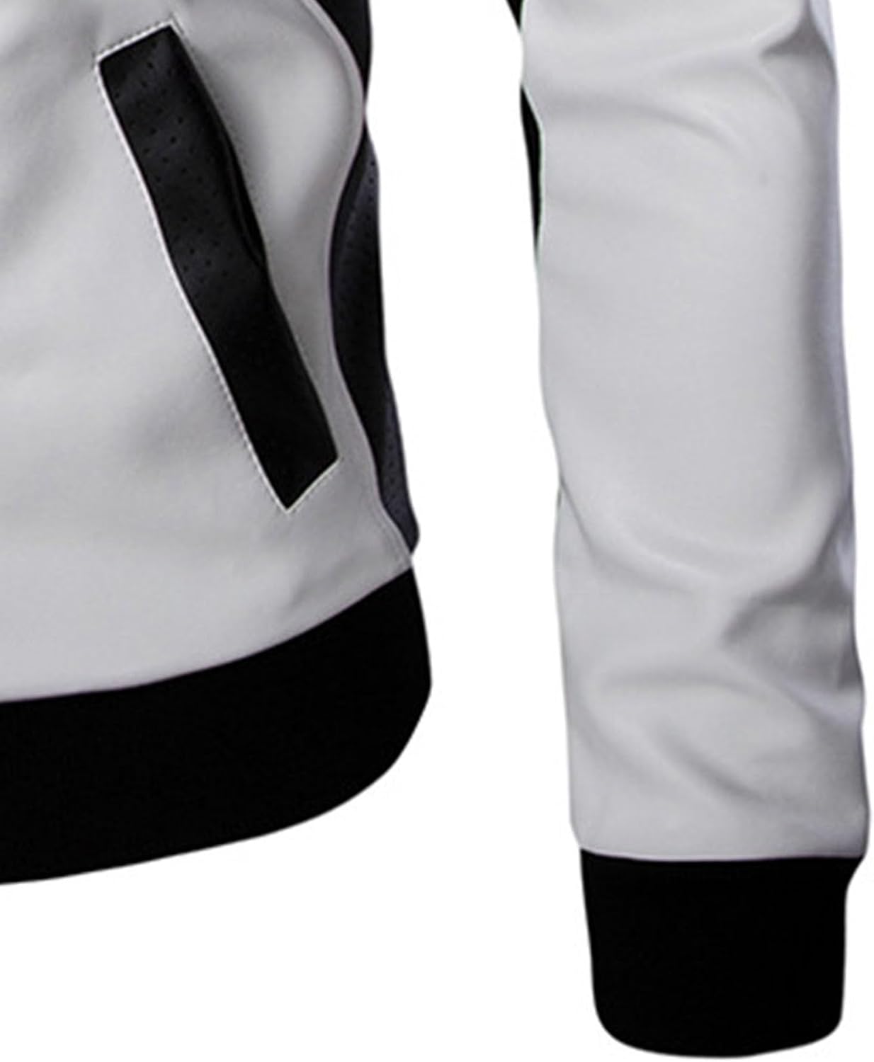 DGHM-JLMY Mens Classic Faux Leather Jacket White Black Moto Bomber Fashion Slim Fit Coat Motorcycle Bomber Jackets