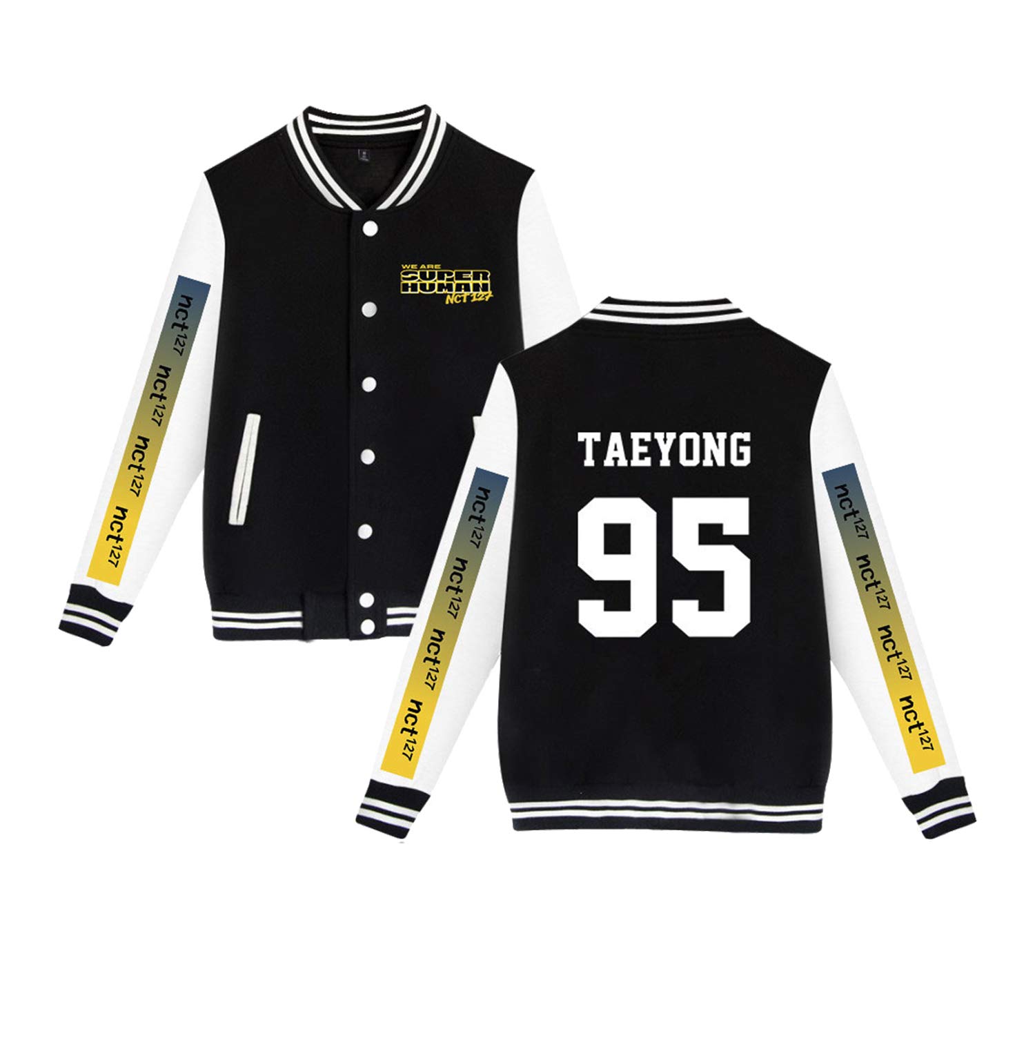 Xkpopfans Kpop NCT Hoodie WE are Superhuman Support Baseball Jersey Jacket Sweater Coats L Black Taeyong