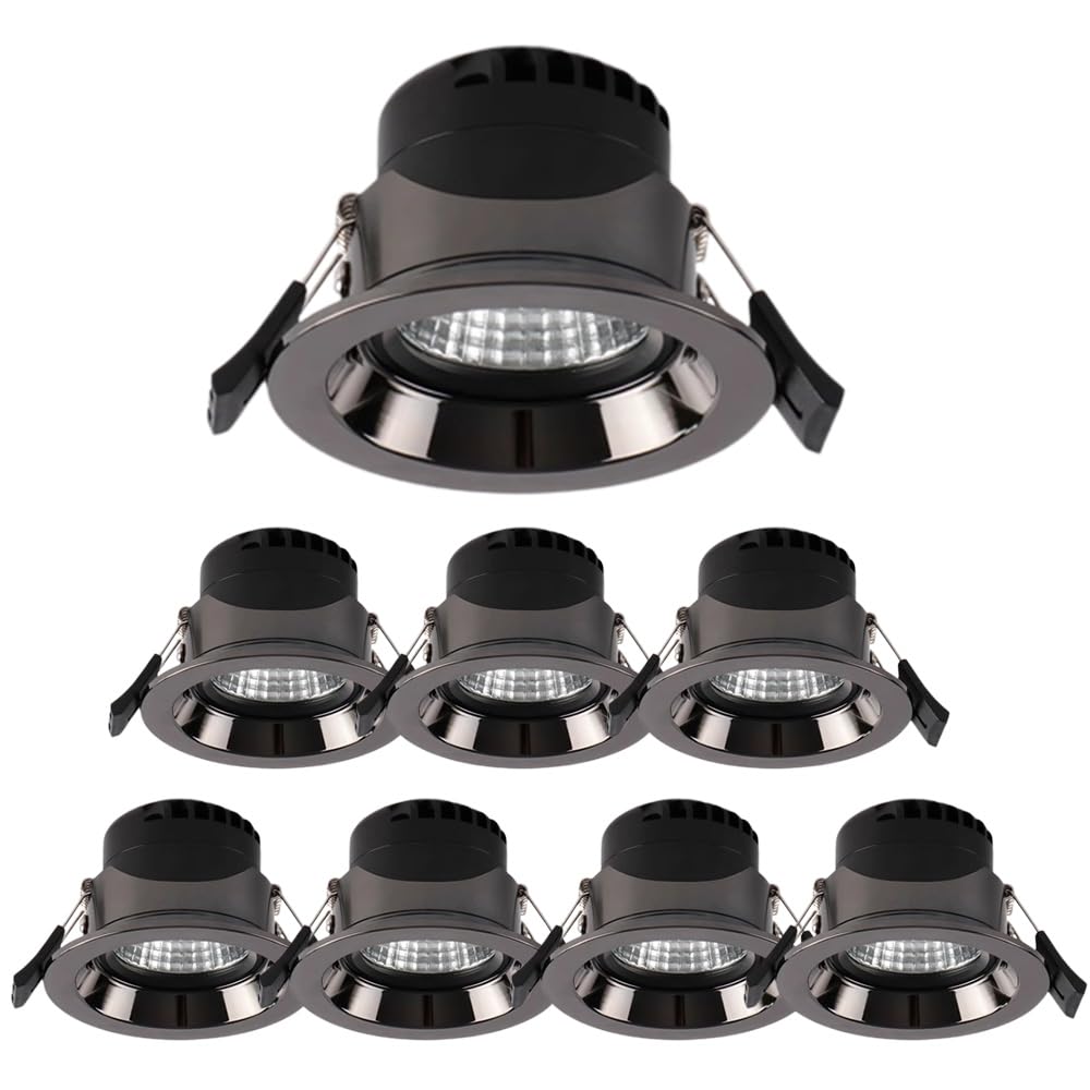 Aioneer 8 Pcs Led Recessed Downlight, 7W Anti-Glare Spotlight Cob Embedded Ceiling Light -Embedded Hole Light -Simple Retrofit Installation - No FlickerA-6000K