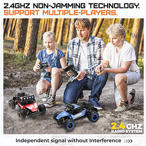 BEZGAR TB141 Remote Control Cars - 1:14 Scale RC Car, 2WD 20KM/H All-Terrains Toy Off Road Vehicle Monster Truck with Two Rechargeable Batteries for Boys Kids Adults and Girls, Red - Image 5
