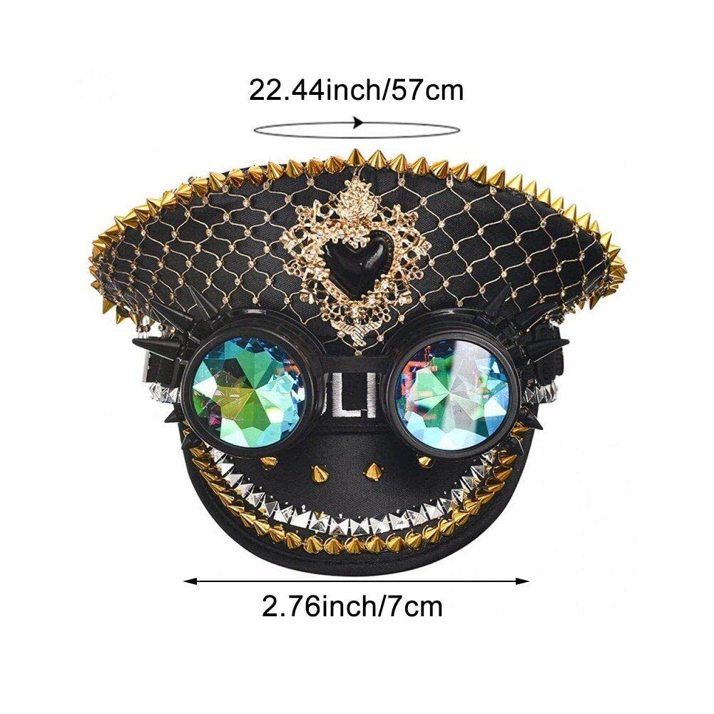 Glitzer-Paillettenhut, Strass-Steampunk-Hut, modischer Nachtclub-Partyhut, Cosplay-Partyhut mit Schutzbrille