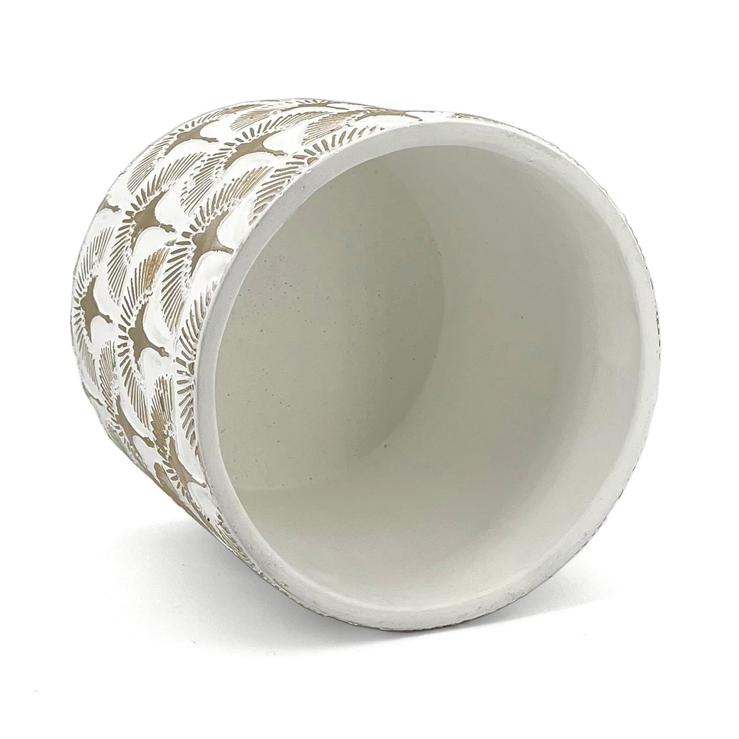 Vimin Box Elegant Terracotta Aloe Pot with Golden Phoenicians, White / Gold - Image 3