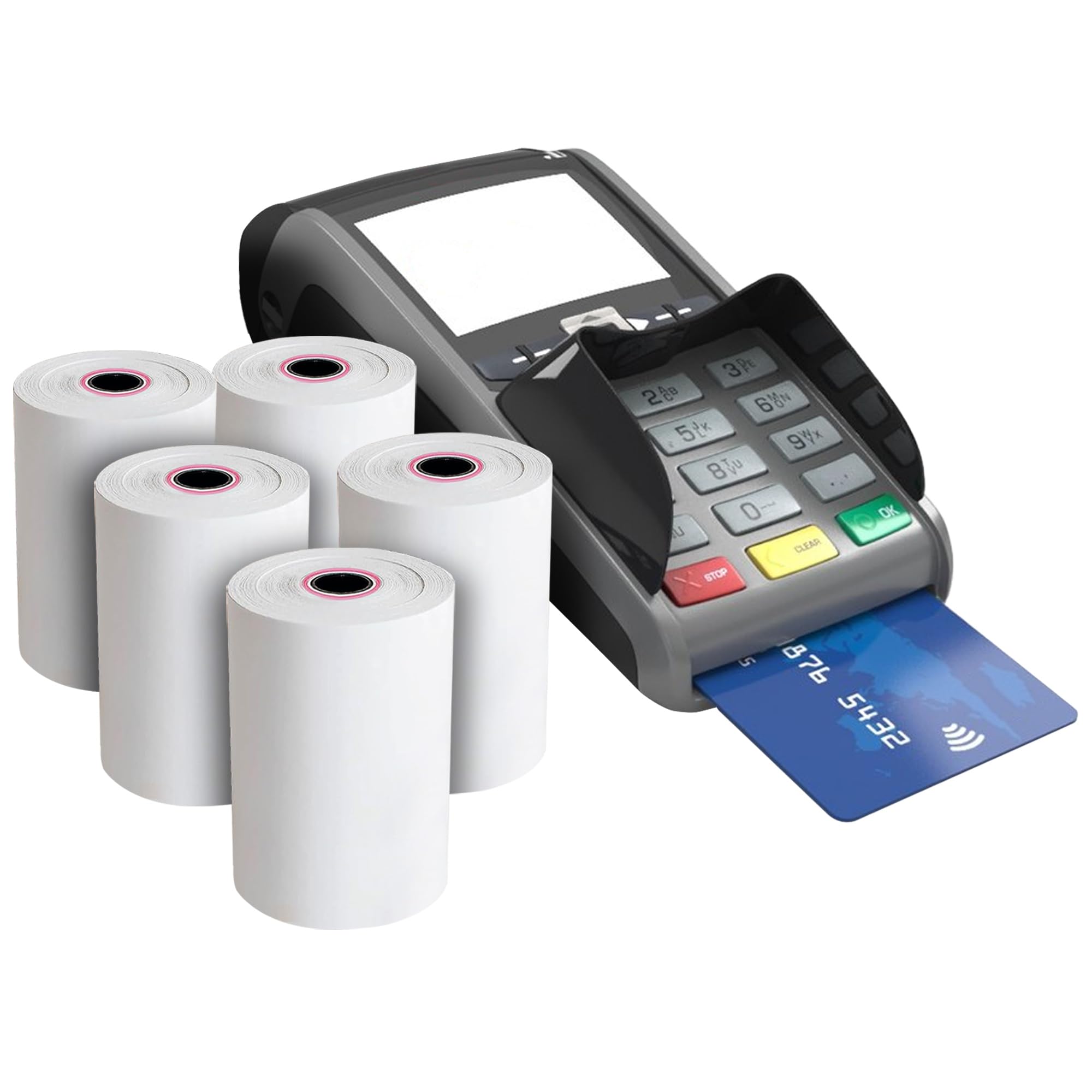 iSOUL 57 x 40mm Till roll, Card Machine Paper Rolls, 5 Pack POS, PDQ Rolls, Thermal Receipt Printer Roll for Credit Card Machine Rolls, EPOS Compatible with Clover Flex Verifone Ingenico Paypoint