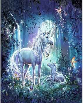 a*a様 絵画原画『天使のユニコーン・スノーキャリッジ』 Amazon | 数字による絵画 Diy の絵ユニコーン動物ペイント家の装飾