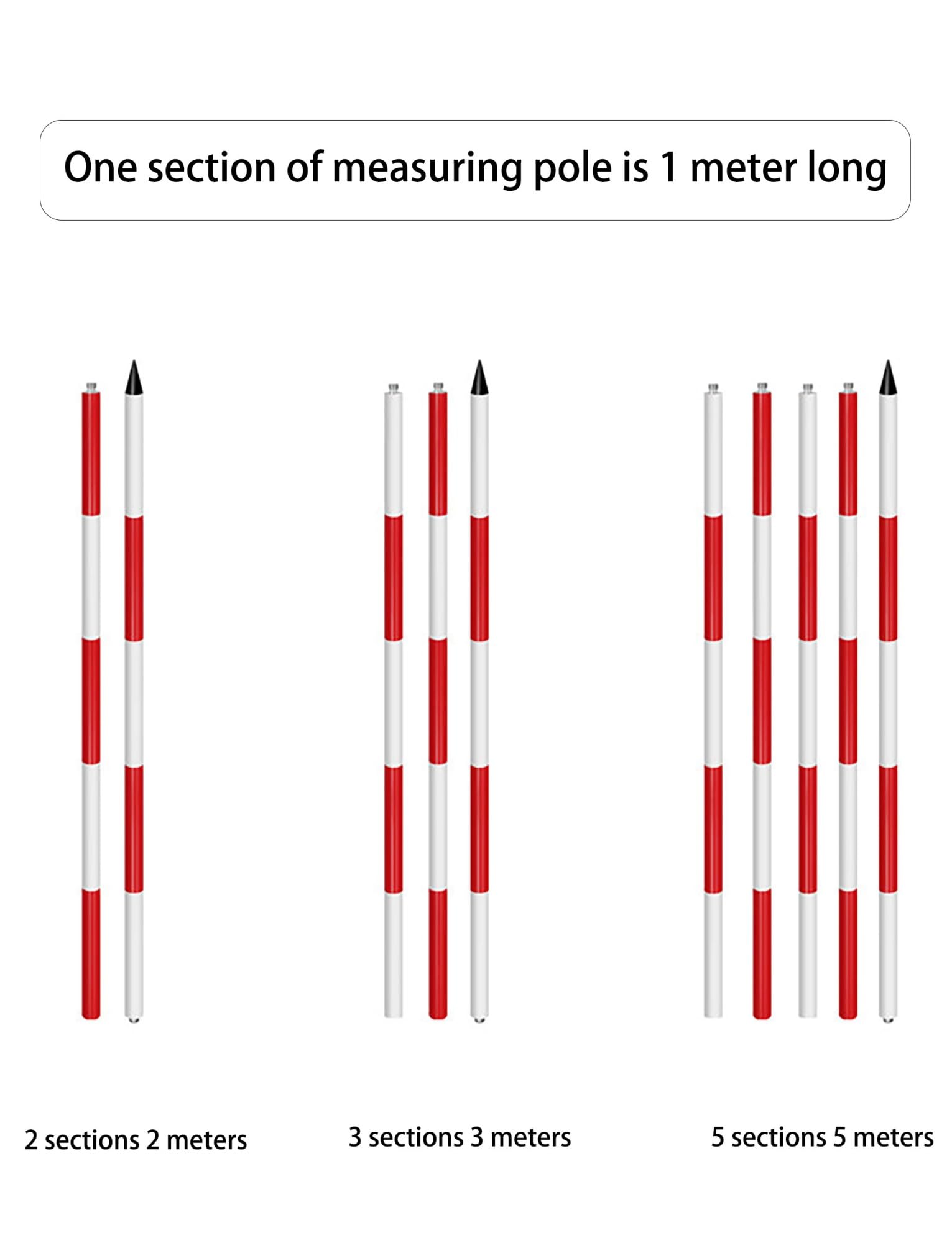 Poste de topografía, Poste de Aluminio de Alta Visibilidad y Varilla de nivelación de 6,6 a 16 pies para levantamientos topográficos, replanteo de Obras, medición de Profundidad de pozos de