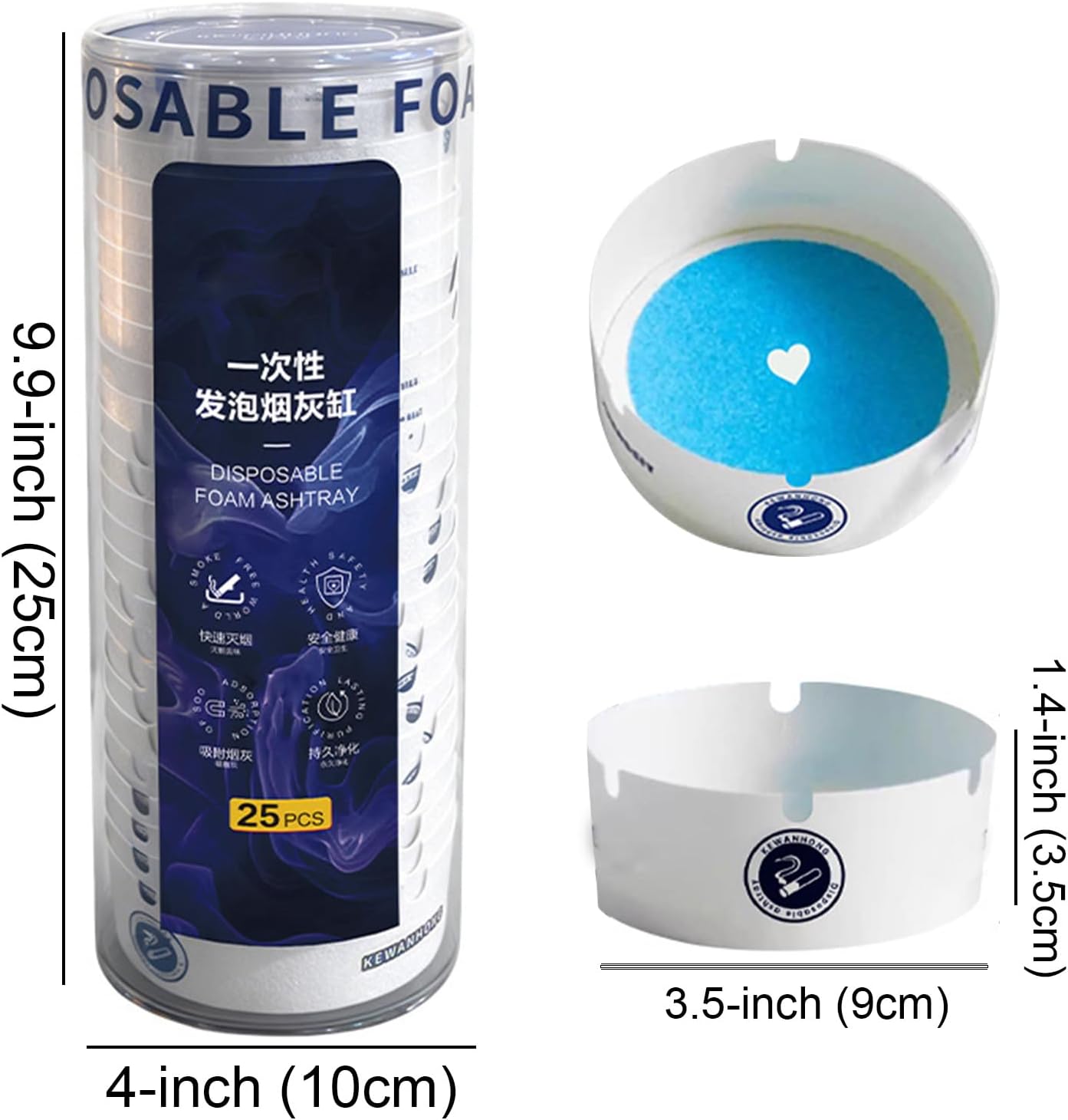 25 Pcs High-end Disposable Ashtrays, Portable Paper Smokeless Foam Ashtray with Smoke-Removing Scented Ointment Sand, Applicable to Offices, Living Rooms, Bedrooms, Etc (Round)