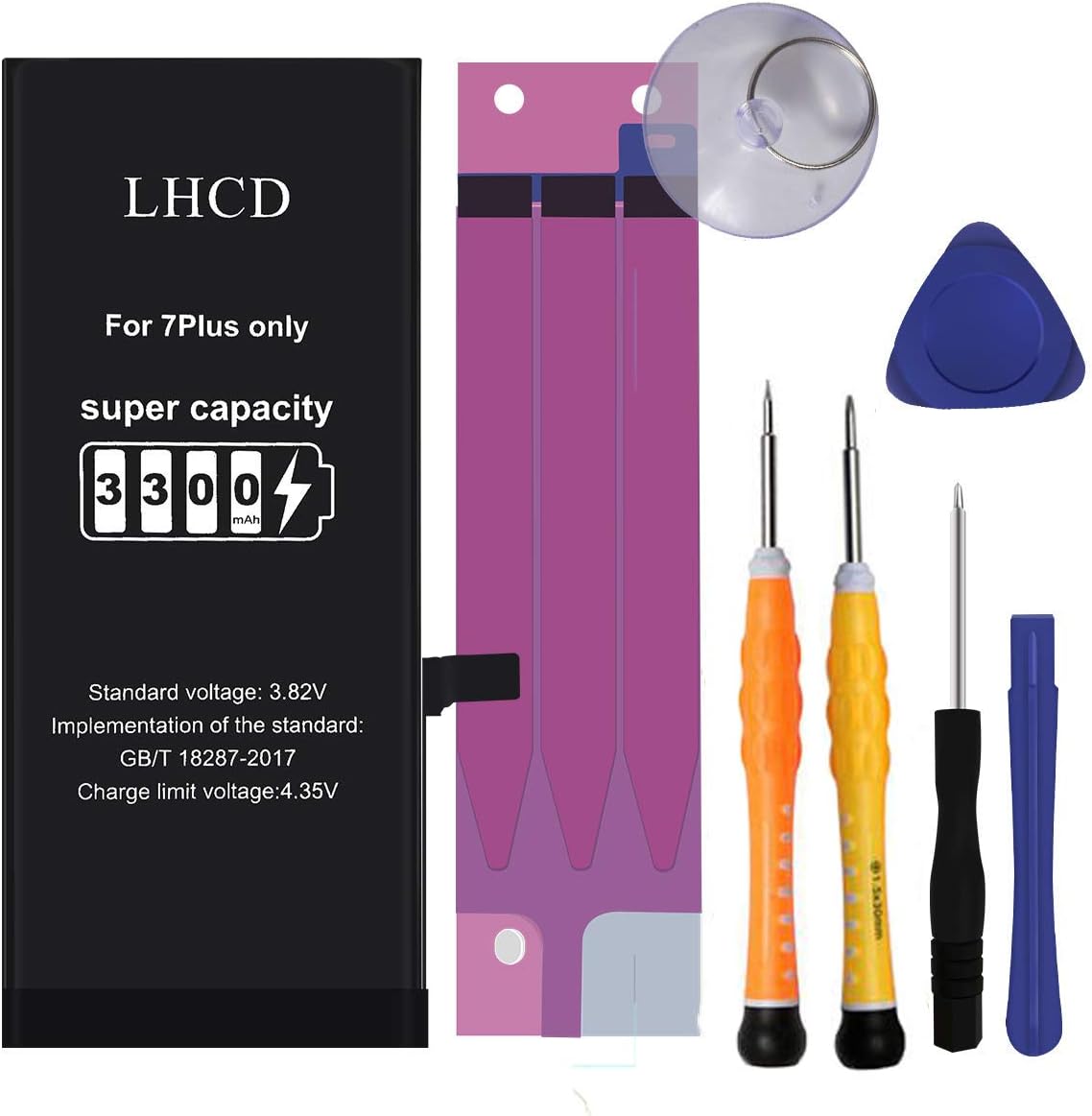3300mAh Battery Replacement Compatible for iPhone 7 Plus, LHCD High Capacity Li-ion Battery with Professional Full Set Tool Kit with Instruction - Included 24 Months Warranty