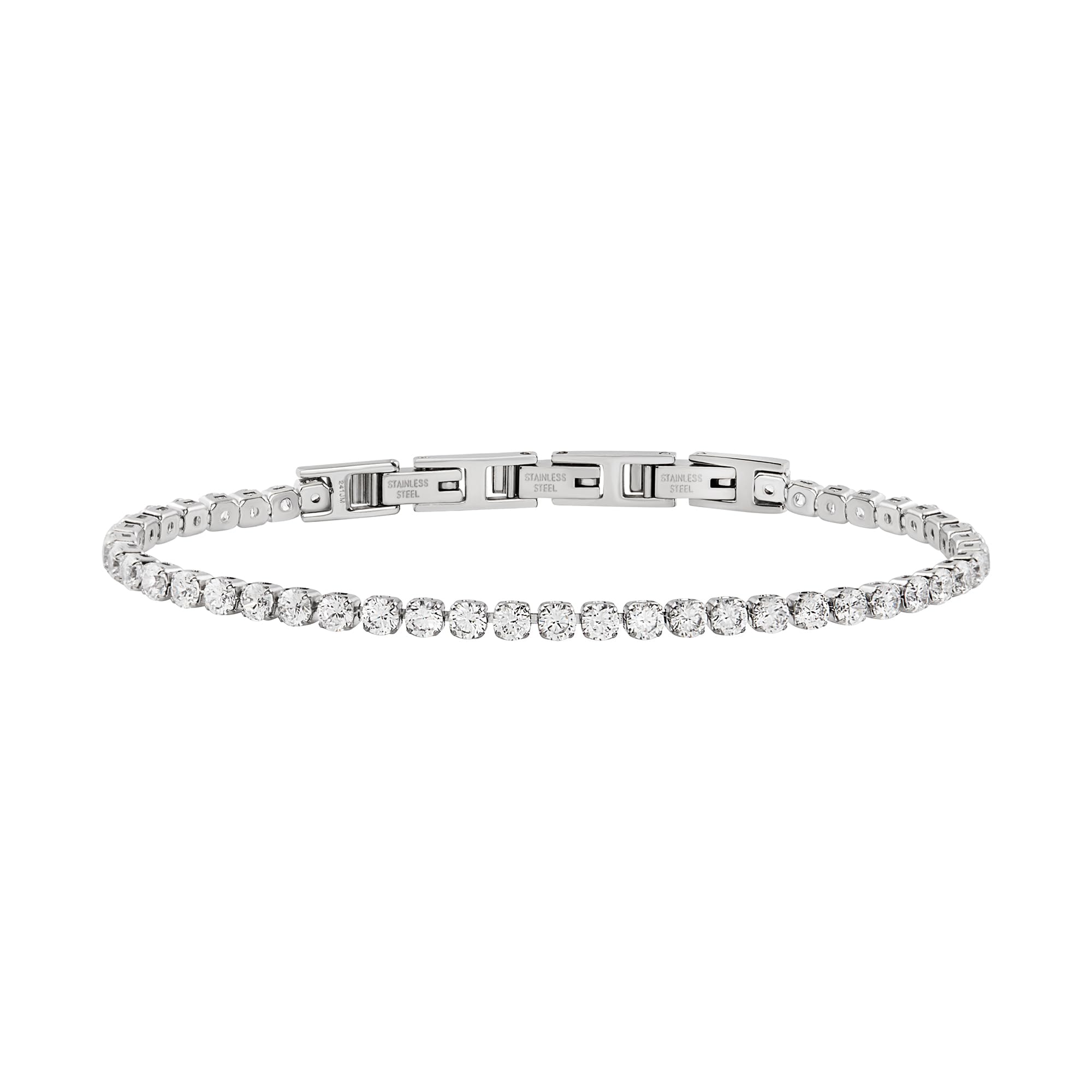 Breil, Collezione Tennis, Bracciale Donna in Acciaio Lucido con Cubic Zirconia, Lucente ed Elegante, Lunghezza Regolabile