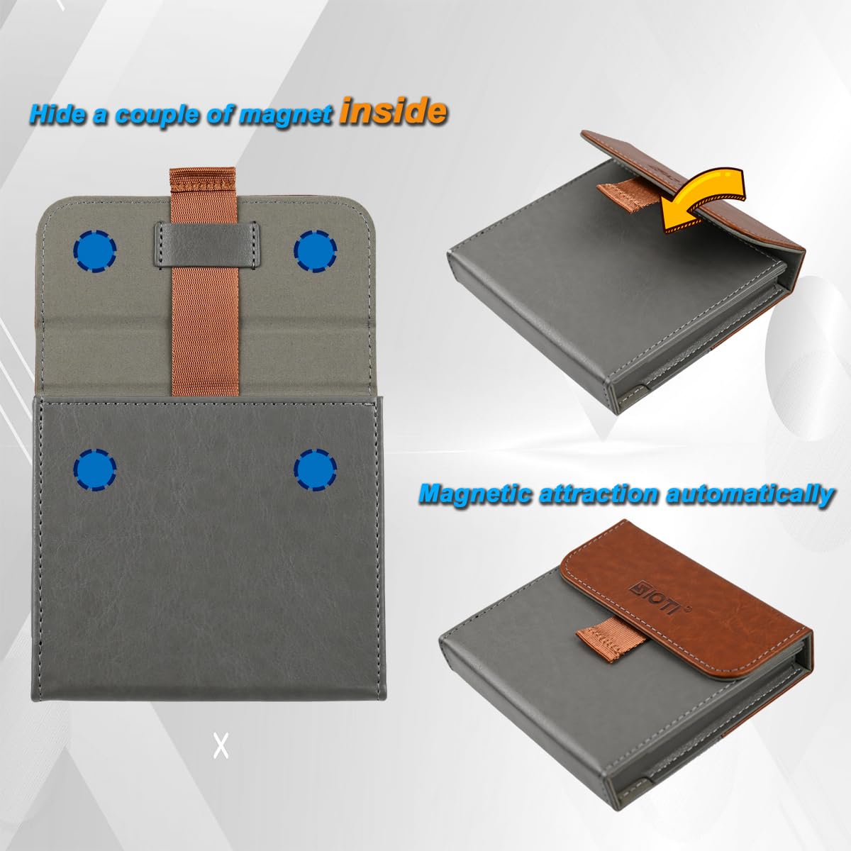 SIOTI Funda cuadrada para filtro de lente de cámara, bolsa de filtro de lente cuadrada, diseño extraíble, material de cuero, hasta 3 piezas, compatible con filtros de lente cuadrados de 100 mm x 100