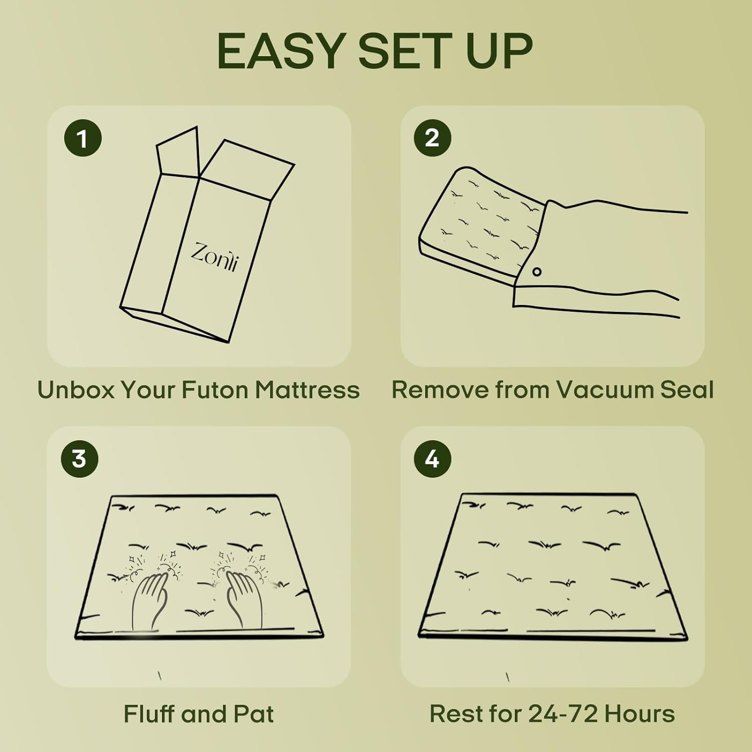 ZonLi Japanese Floor Futon Mattress Queen Size 80"x 60", 100% Cotton Cover 4'' Thicken Tatami Mattress, Foldable Sleeping Pad, Portable Dormitory Tatami Mat, Roll Up Floor Lounger Bed for Adult