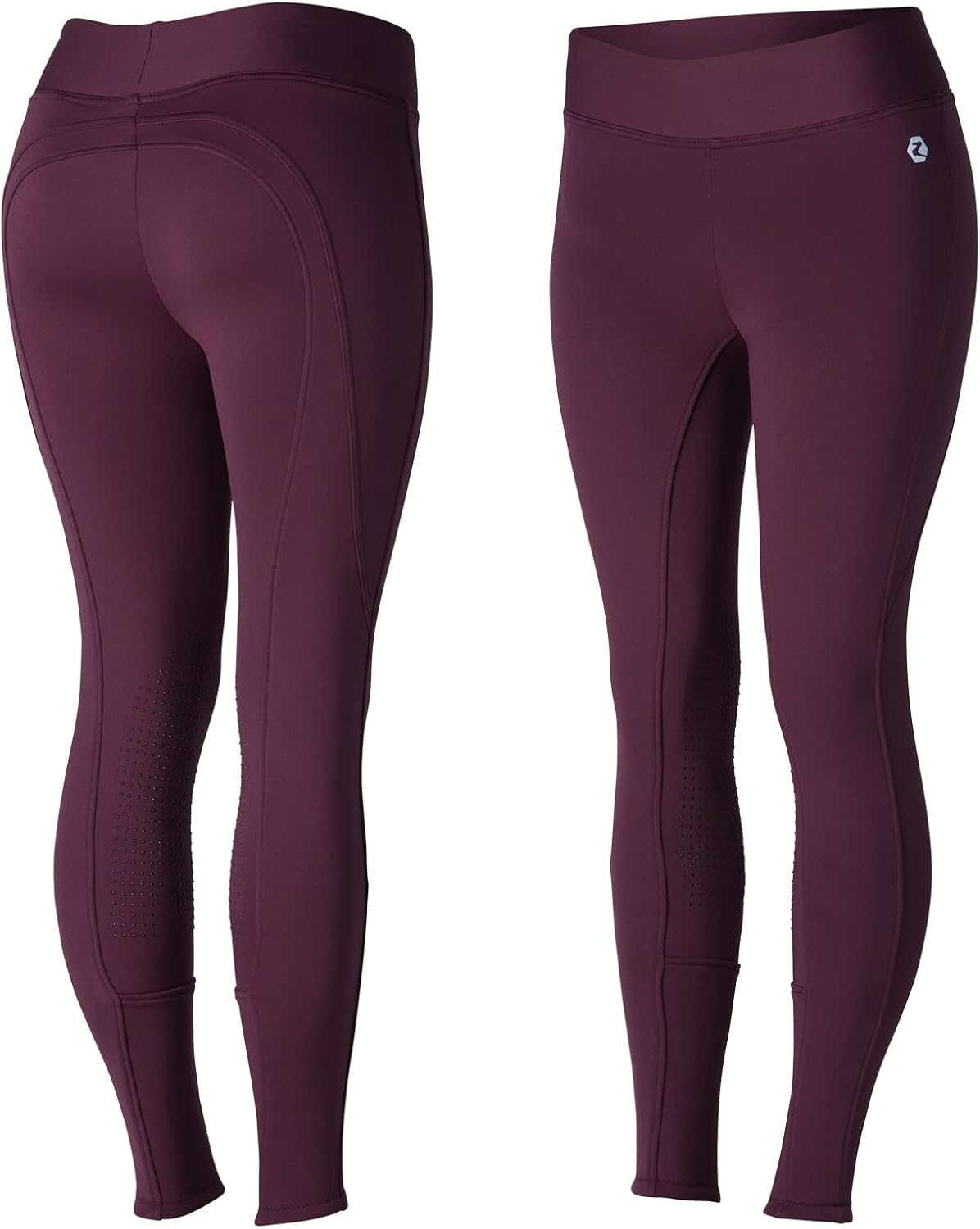 HORZE Active Women's Winter Fleece-Lined Silicone Knee Patch Equestrian Riding Tights