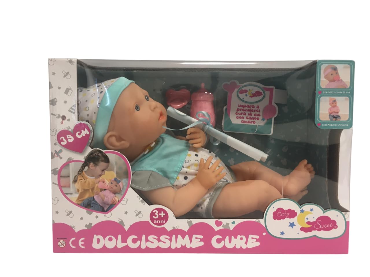 Doll with Bottle and Pacifier Doll 35 cm Sweetest Cure Baby Sweet Doll Sweetness like a Real Baby, Assorted Colors Random Color - Image 2