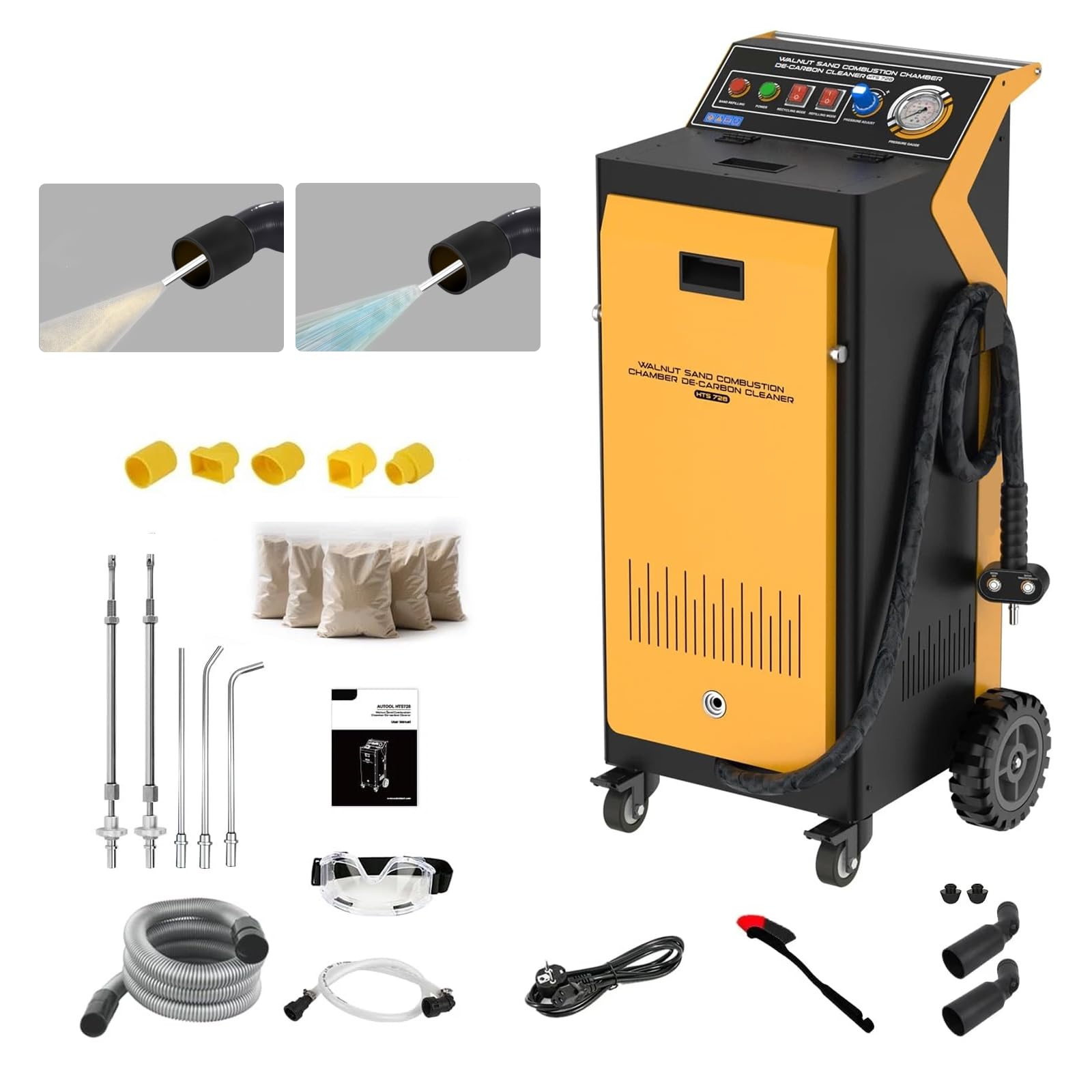 HTS728 Limpiador de carbonilla para Motor GDI, 1400 W, 5 adaptadores