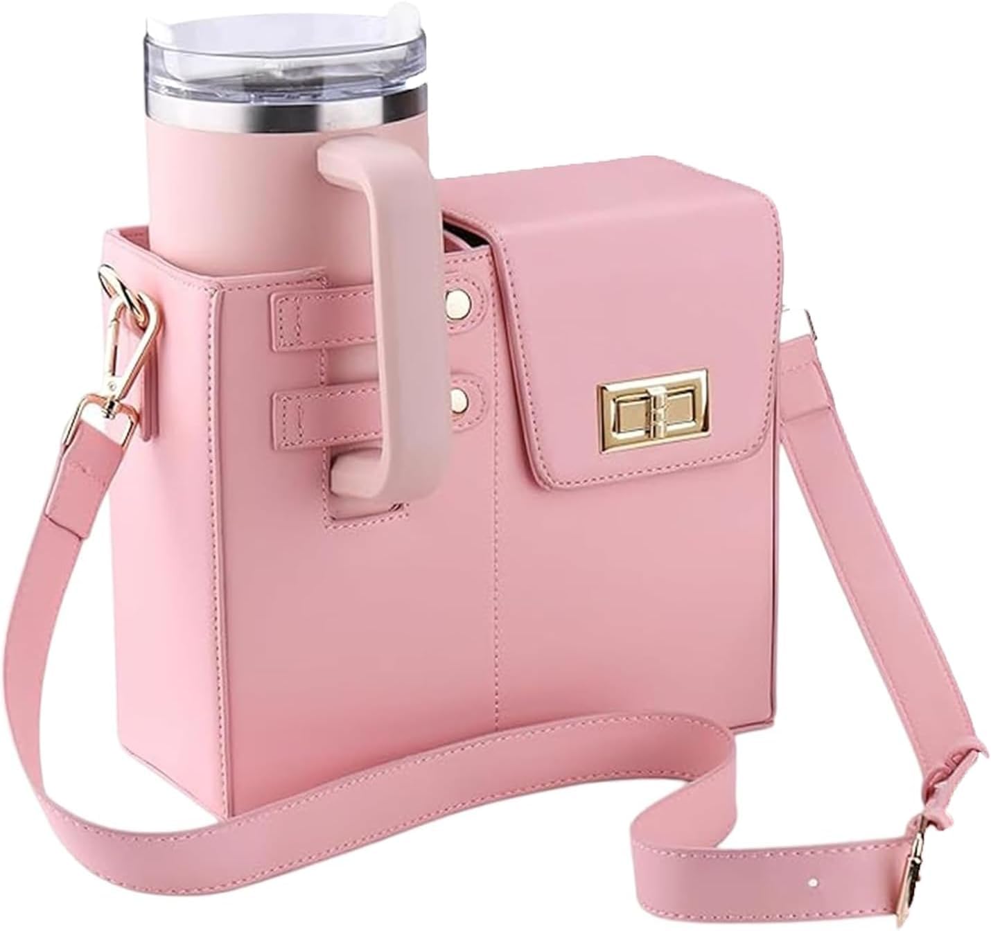 Stanley Purse,Water Bottle Bag Outdoor Portable Crossbody Bag Stanley Cup Holder with Strap Women's Shoulder Bags (PINK)